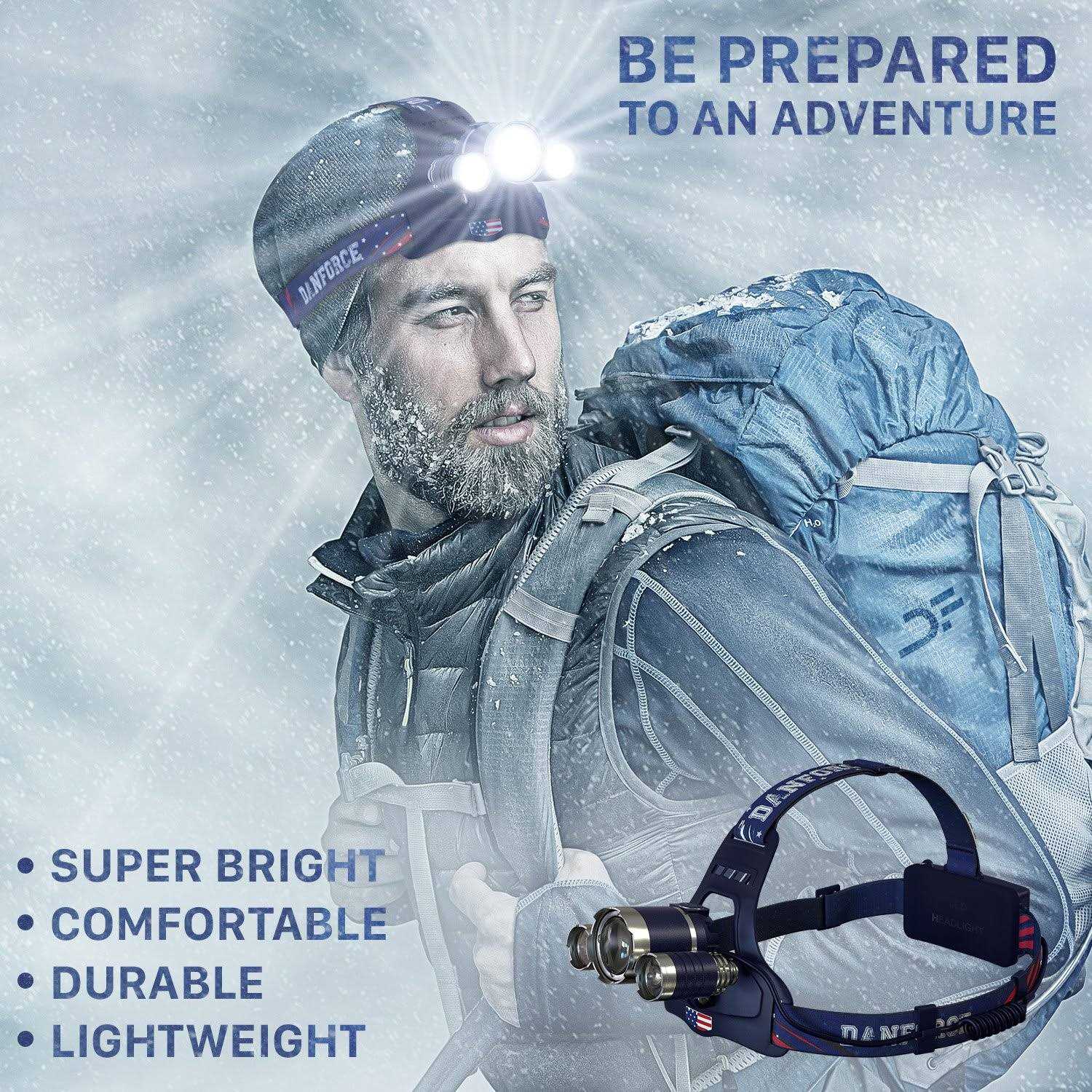 DanForce Headlamp. USB Rechargeable LED Head Lamp. Ultra Bright CREE 1080 Lumen Headlamp Flashlight + Red Light. HeadLamps for Adults - Inhomebuy