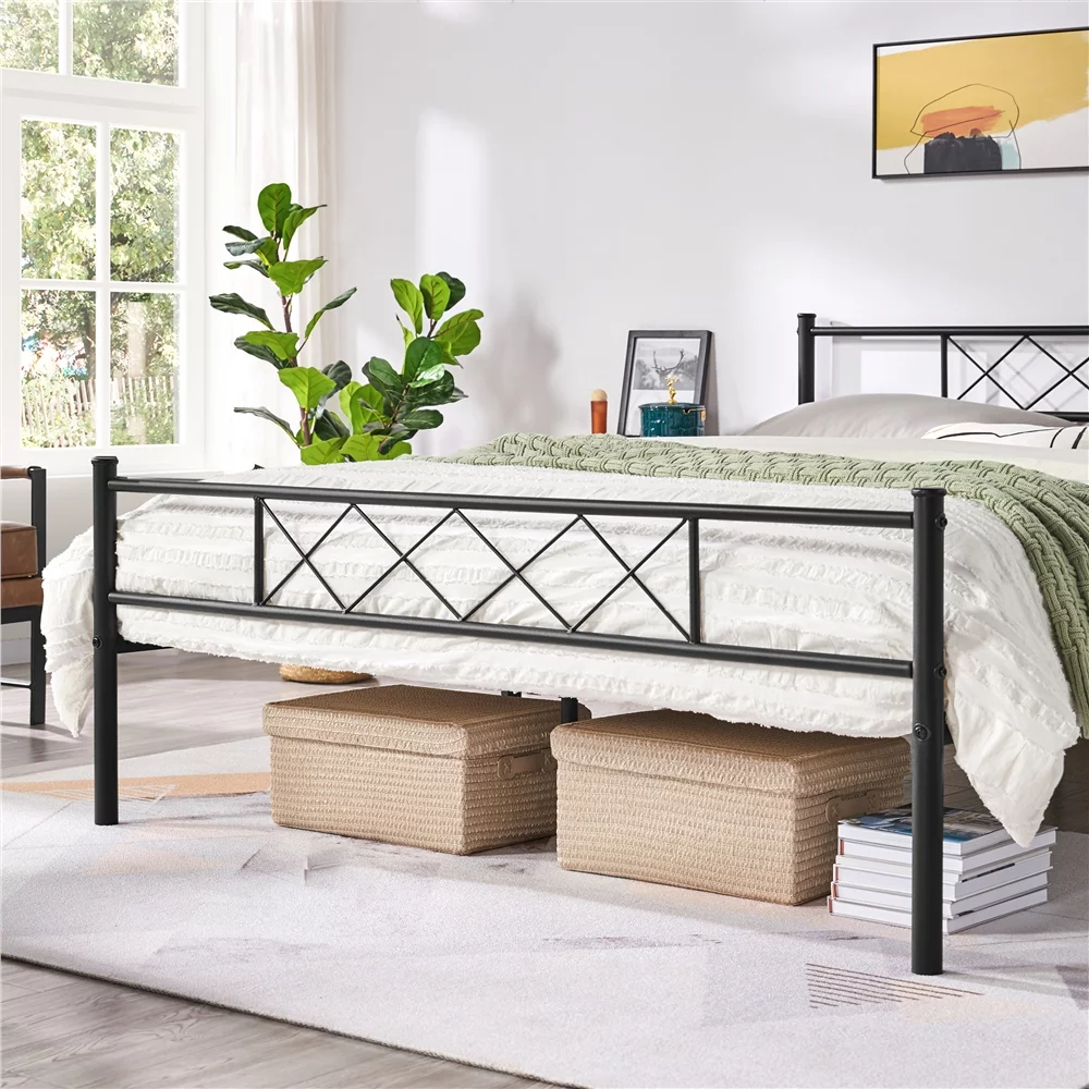 Yaheetech Metal Platform Bed Frame with Headboard and Footboard, Queen Size, Black - Inhomebuy