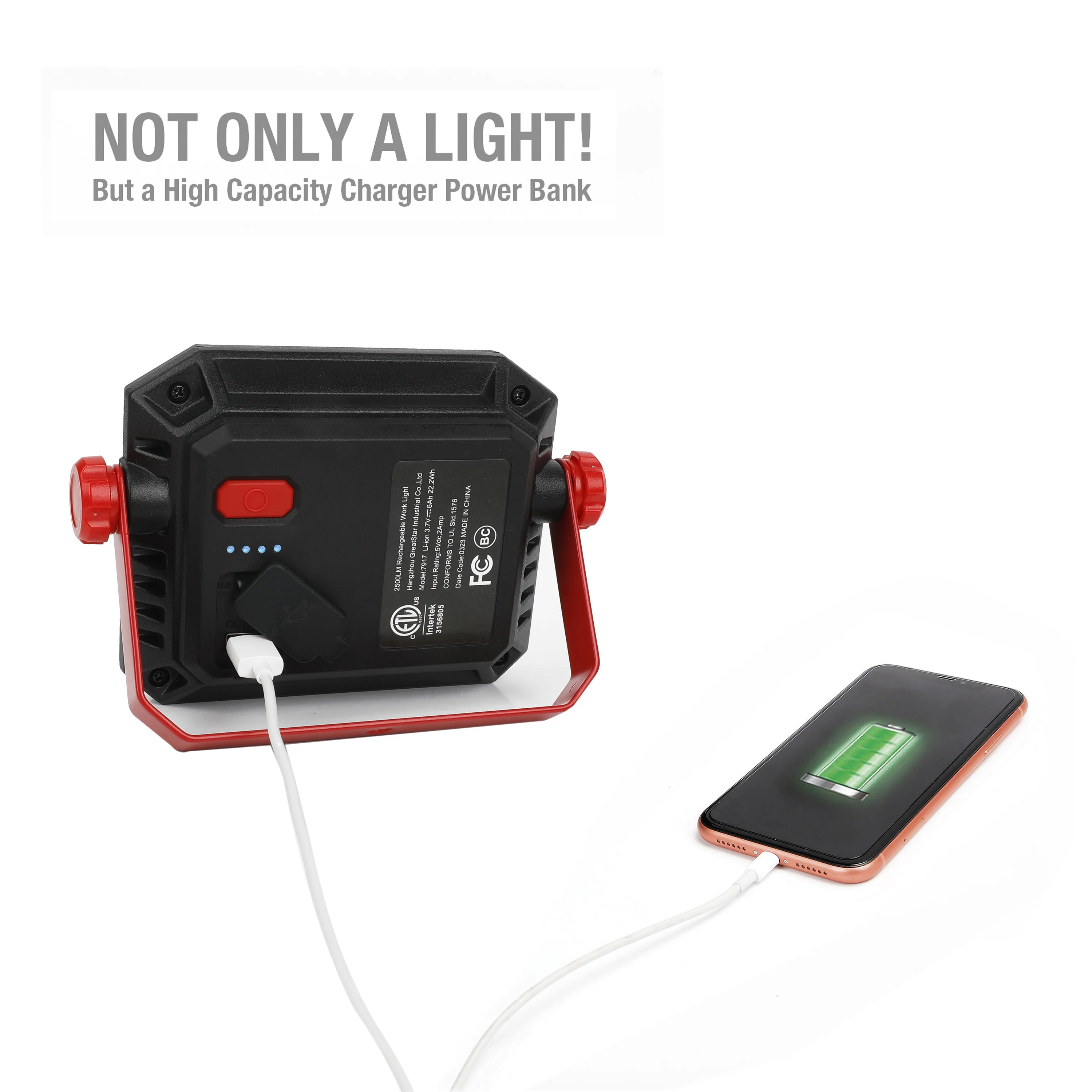 Hyper Tough 50W LED 5000 Lumen Rechargeable Free Standing Light, Handheld Portable Work Light - Inhomebuy