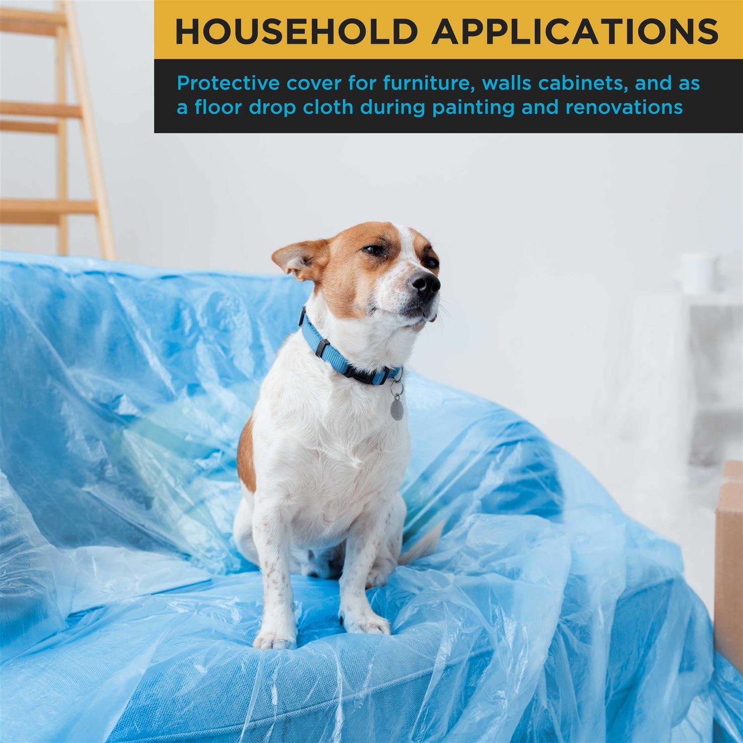 Dura-Gold Roll of Pure Blue Premium Overspray Paintable Plastic Sheeting - Inhomebuy