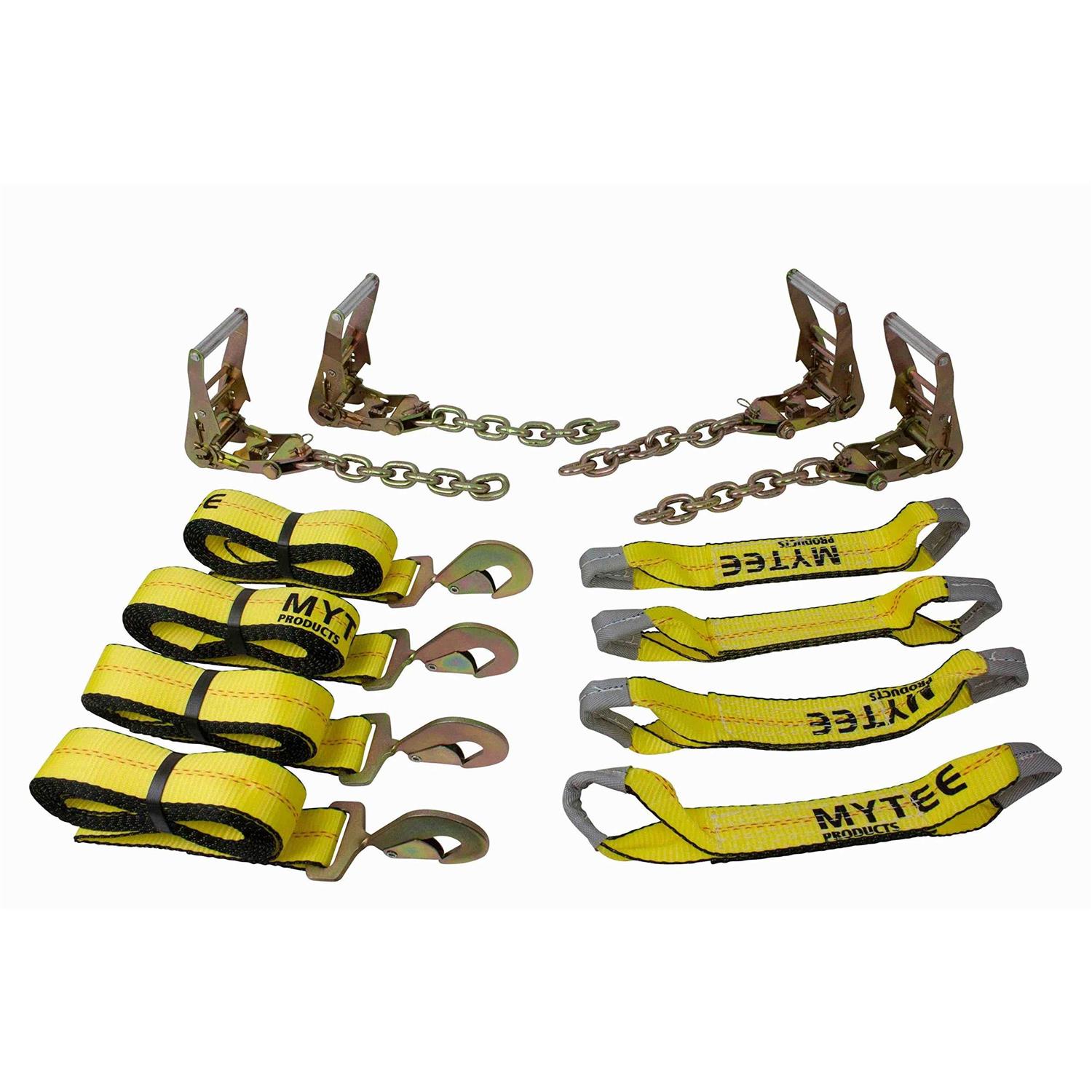 Mytee Products 8 Point Roll Back Vehicle Tie Down Kit with Chain Extension on Both Ends - Inhomebuy