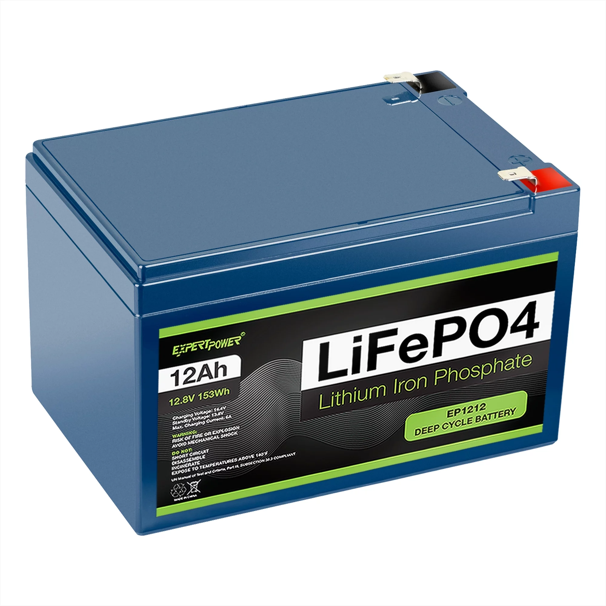 ExpertPower 12V 12Ah Lithium LiFePO4 Deep Cycle Rechargeable Battery | 2500-7000 Life Cycles & 10-Year Lifetime | Built-in BMS - Inhomebuy