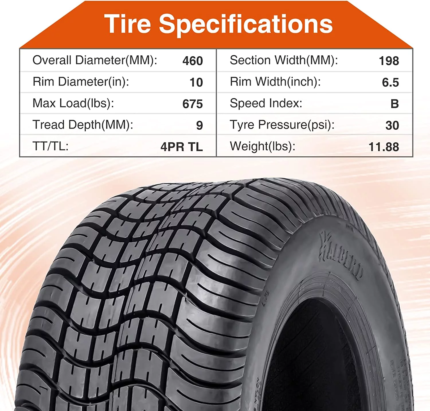 205/50-10 4PLY Golf Cart Tires 205x50-10 High Land  Ratio Tour MaX Tires for Golf Cart Club Car Set of 4 - Inhomebuy