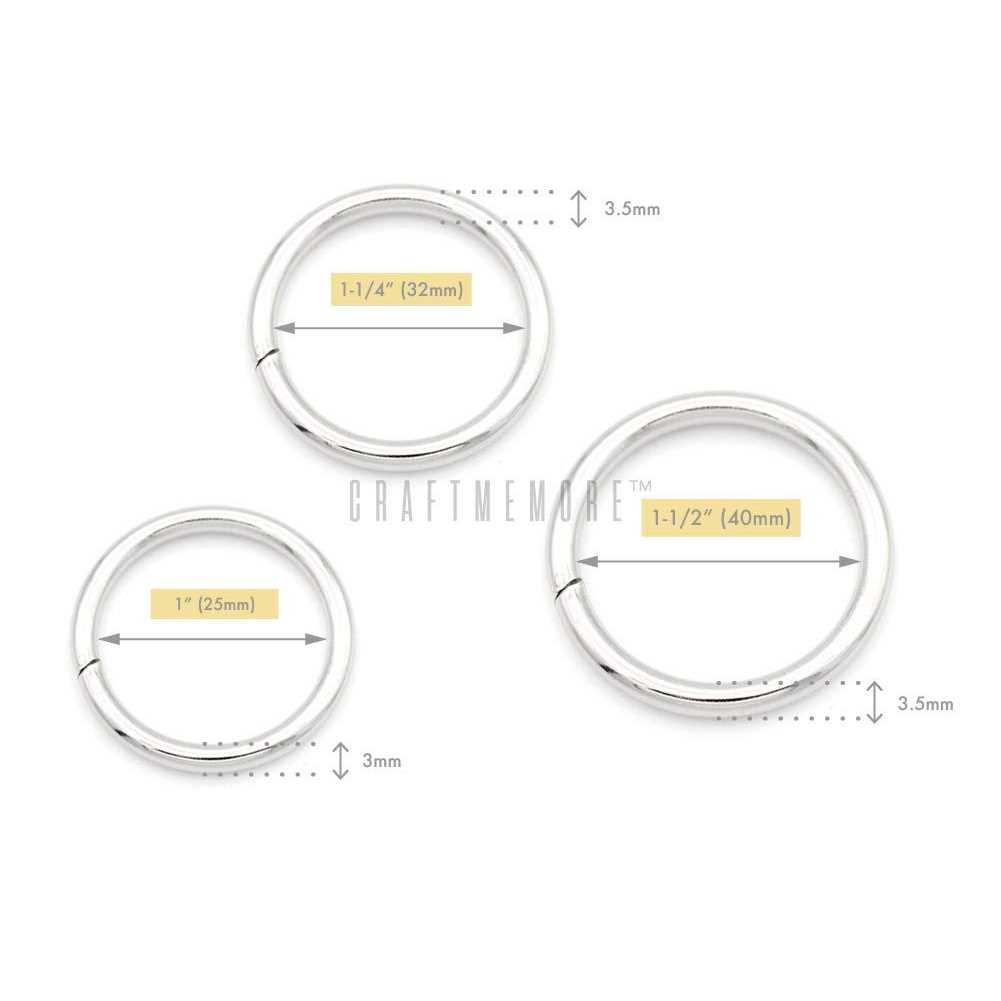 CRAFTMEMORE O-Ring Findings Metal Non-Welded O Rings for Belts Bags Landyard DIY Leather Hand Craft - Inhomebuy