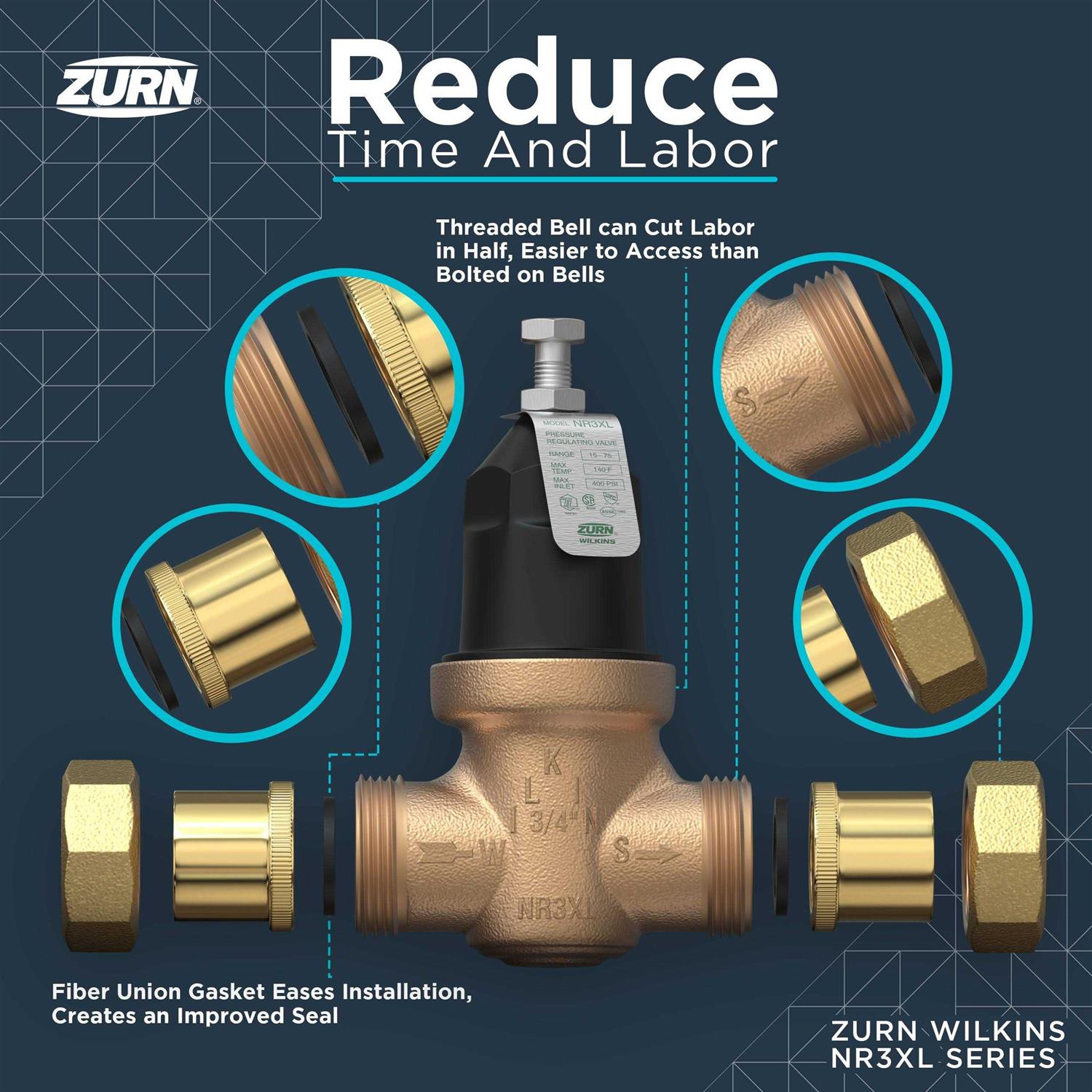 Zurn 3/4 in. 70XL Pressure Reducing Valve 34-70XL - Inhomebuy