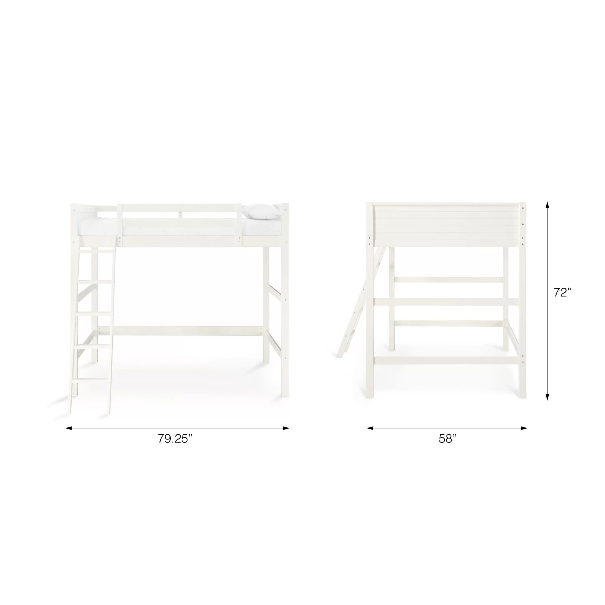 Your Zone Kiarah Full Size Loft Bed with Ladder, Black - Inhomebuy