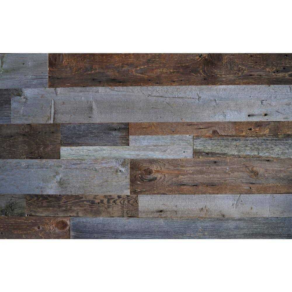 East Coast Rustic Reclaimed Barn Wood Brown Natural 3/8 in. T x 5.5 in. W x Varying Length Solid Hardwood Wall Plank - Inhomebuy
