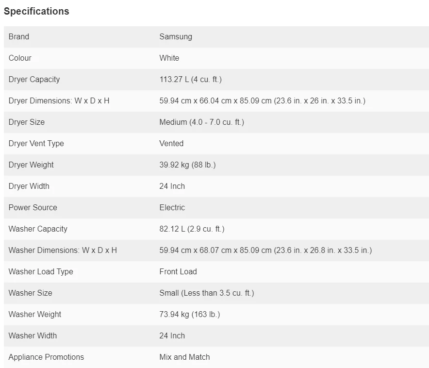 SAMSUNG WHT LNDRY BUNDLE - Inhomebuy