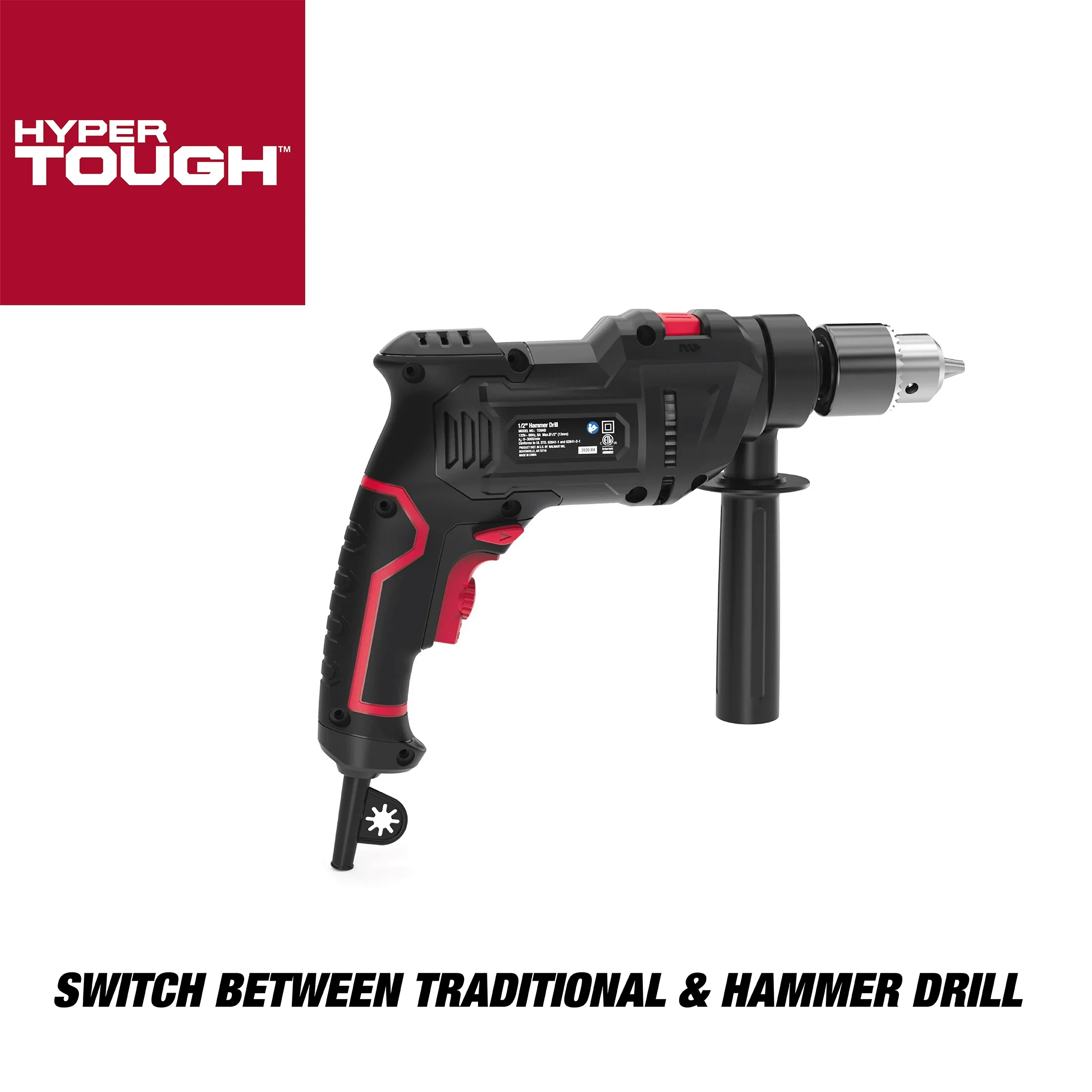 Hyper Tough 6-Amp 1/2-inch Corded Hammer Drill, Keyed Chuck, 120 Volt,TD6HD - Inhomebuy