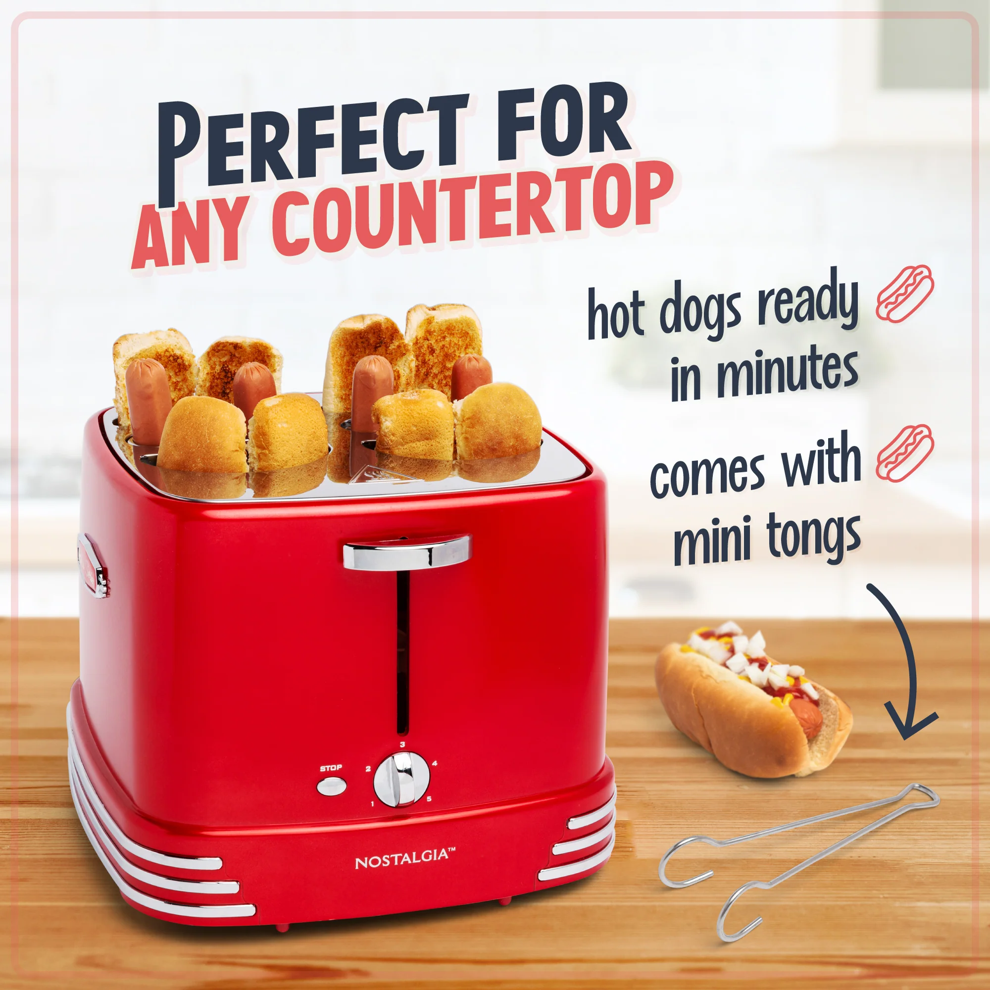 4 Hot Dogs & Buns Pop-Up Toaster - Inhomebuy