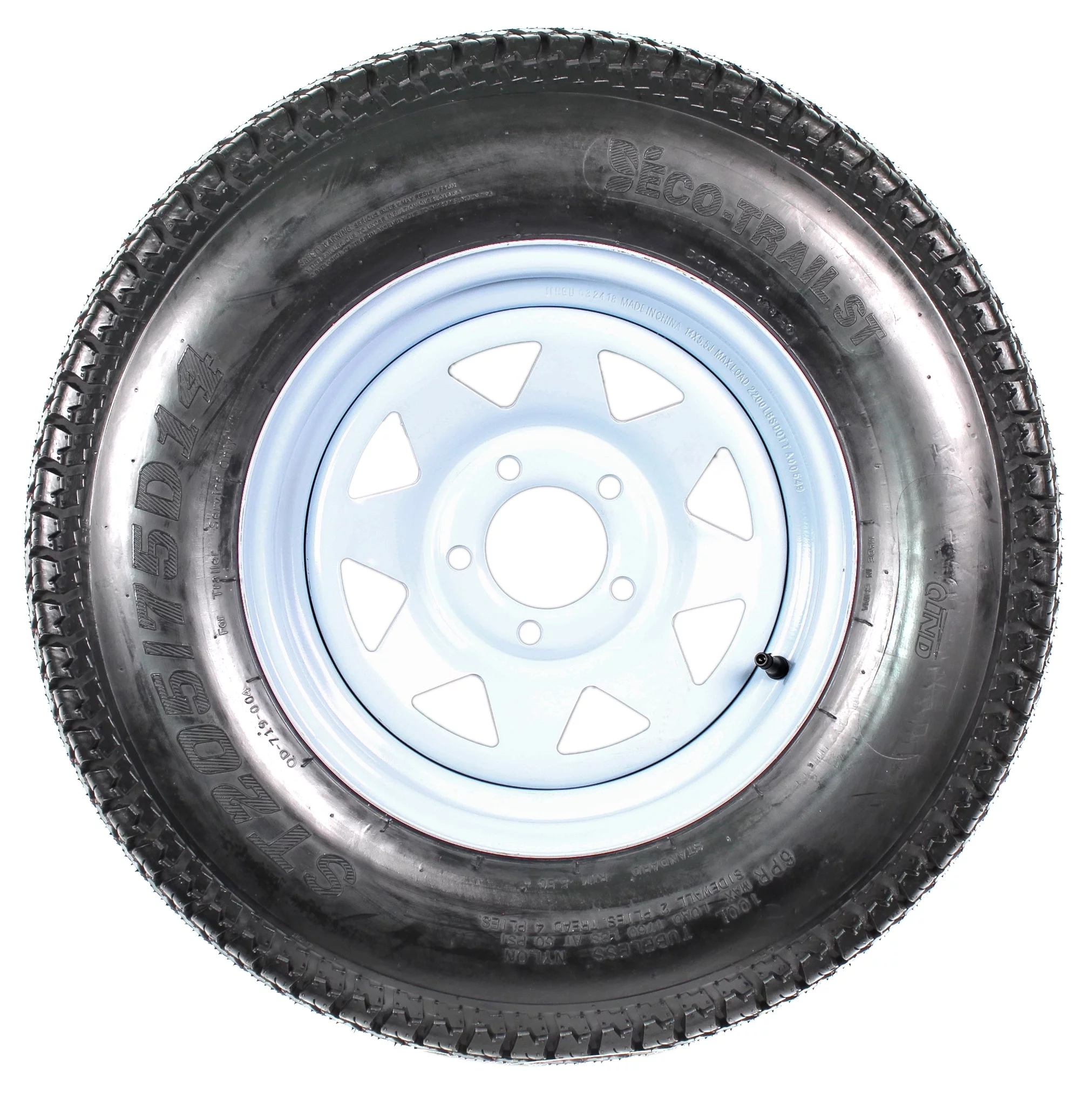 2-Pk Trailer Tire On Rim ST205/75D14 205/75 14 in. LRC 5 Hole White Spoke Wheel - Inhomebuy