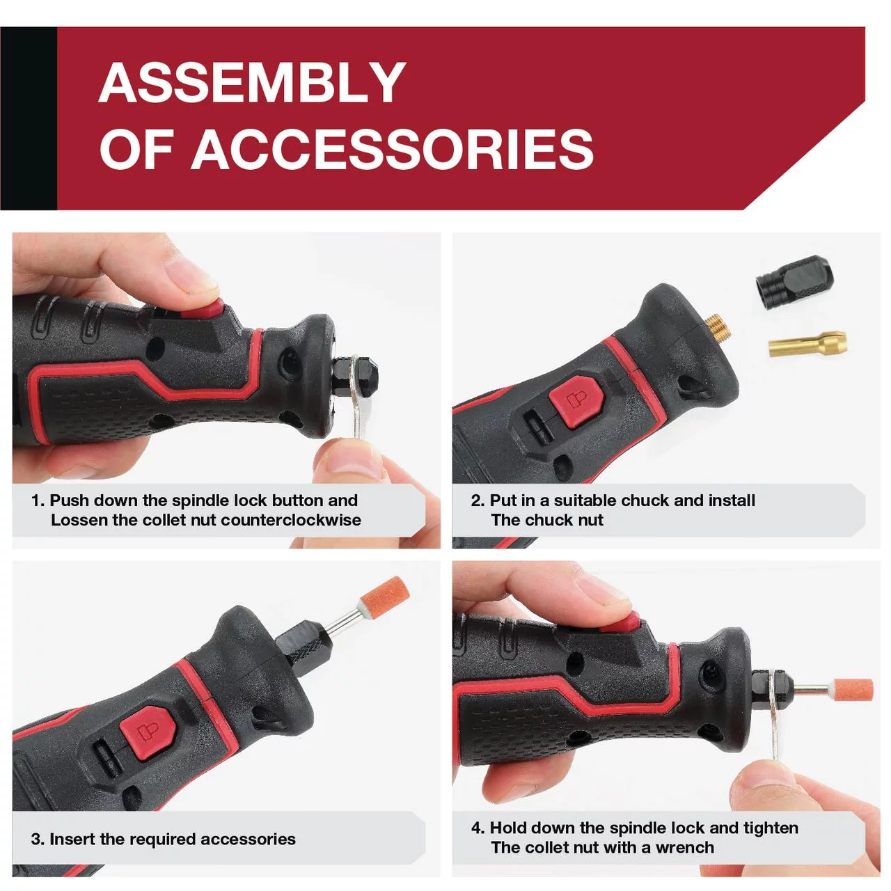 Hyper Tough 8V MAX Cordless Rotary Tool, Non Removable 1.5 Ah Battery with Charger, 40 Piece Accessory Kit & Plastic Storage Case - Inhomebuy