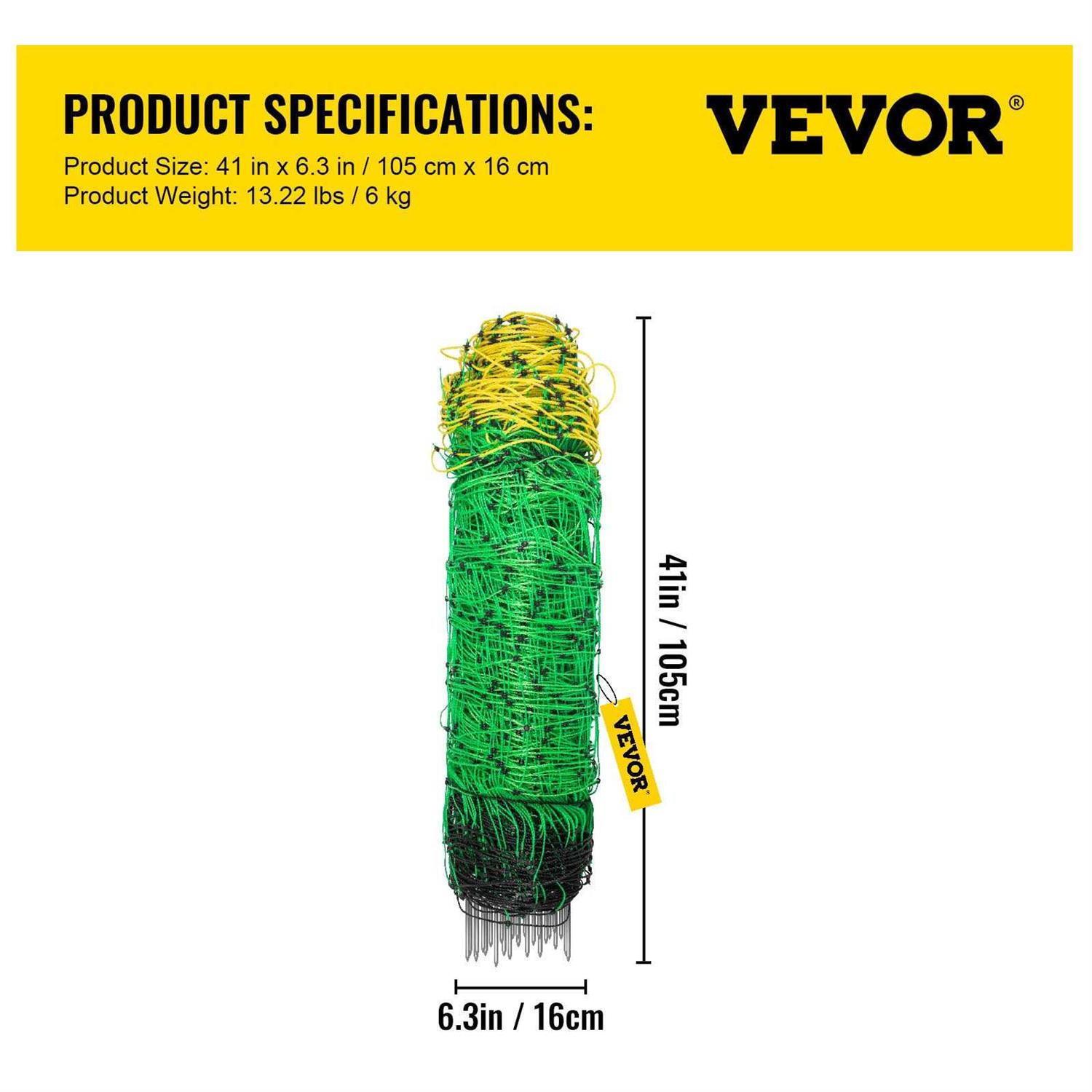 VEVOR Electric Netting Fence Kit Sheep Fencing 35.4 inchh x 164’l with 14 Posts Spikes - Inhomebuy