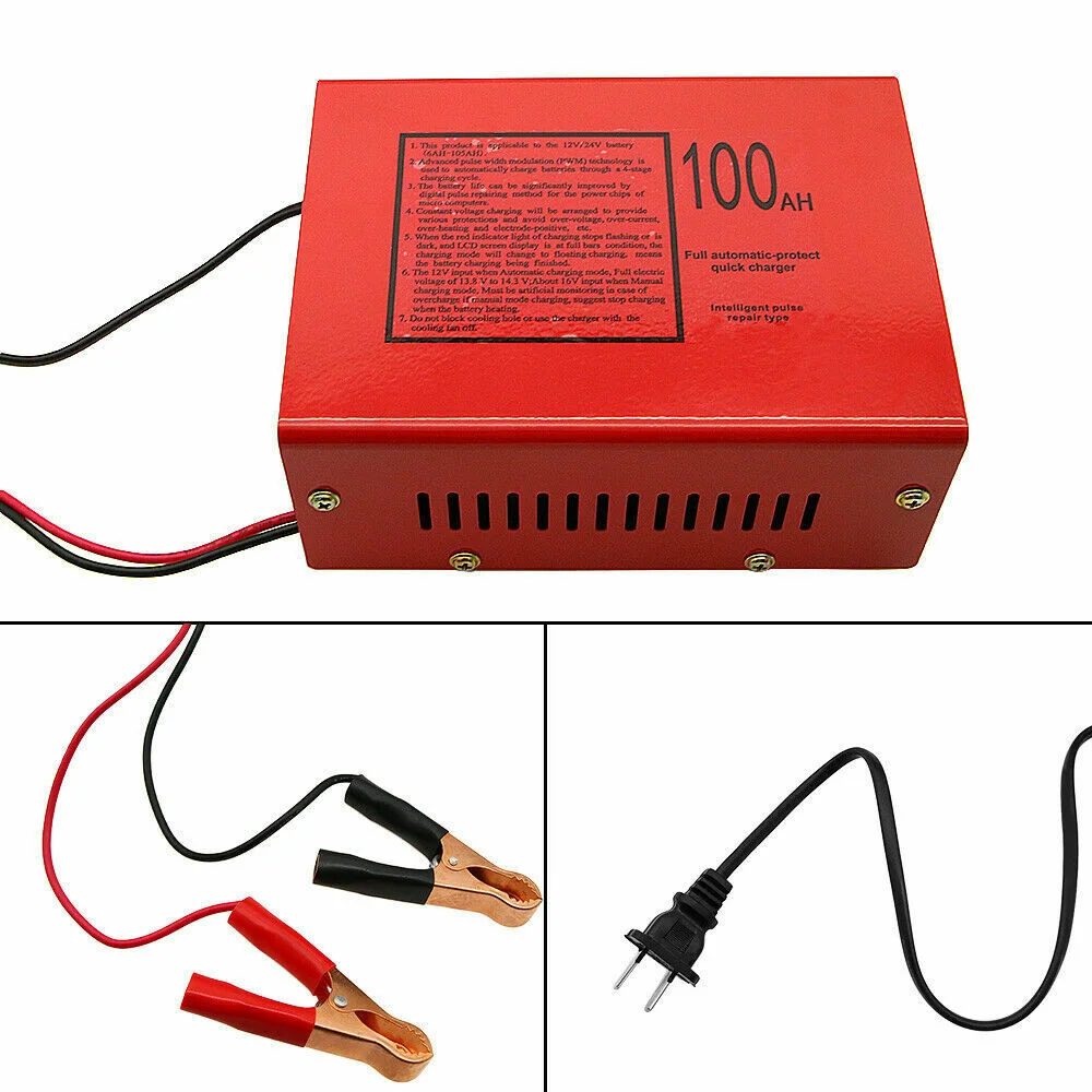 Kqiang Maintenance-Free Battery Charger 12V/24V 10A 140W Output For Electric Car Best - Inhomebuy