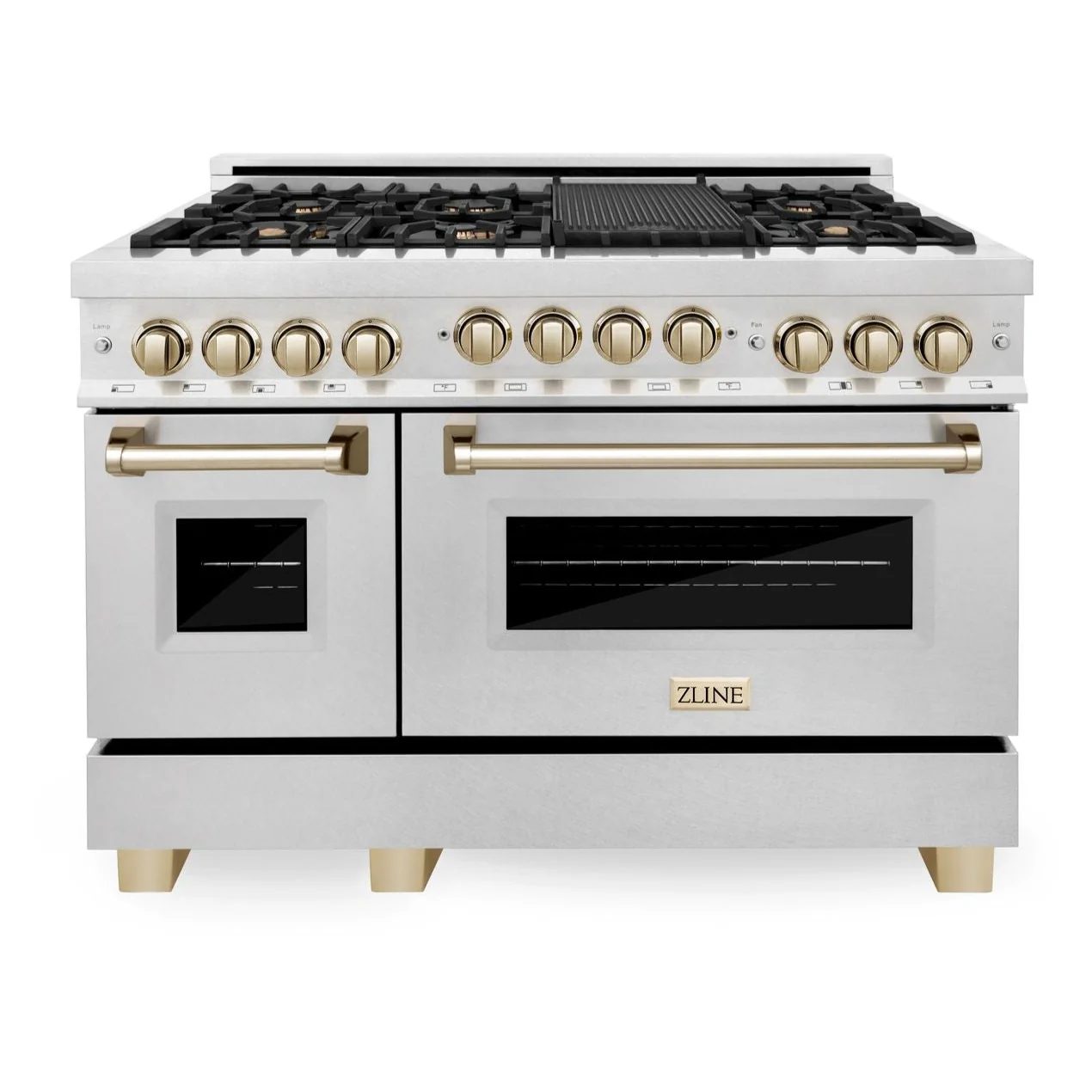 ZLINE Autograph Edition 48 Inch 6.0 cu. ft. Gas Range in DuraSnow® Stainless Steel with Gold Accents, RGSZ-SN-48-G - Inhomebuy