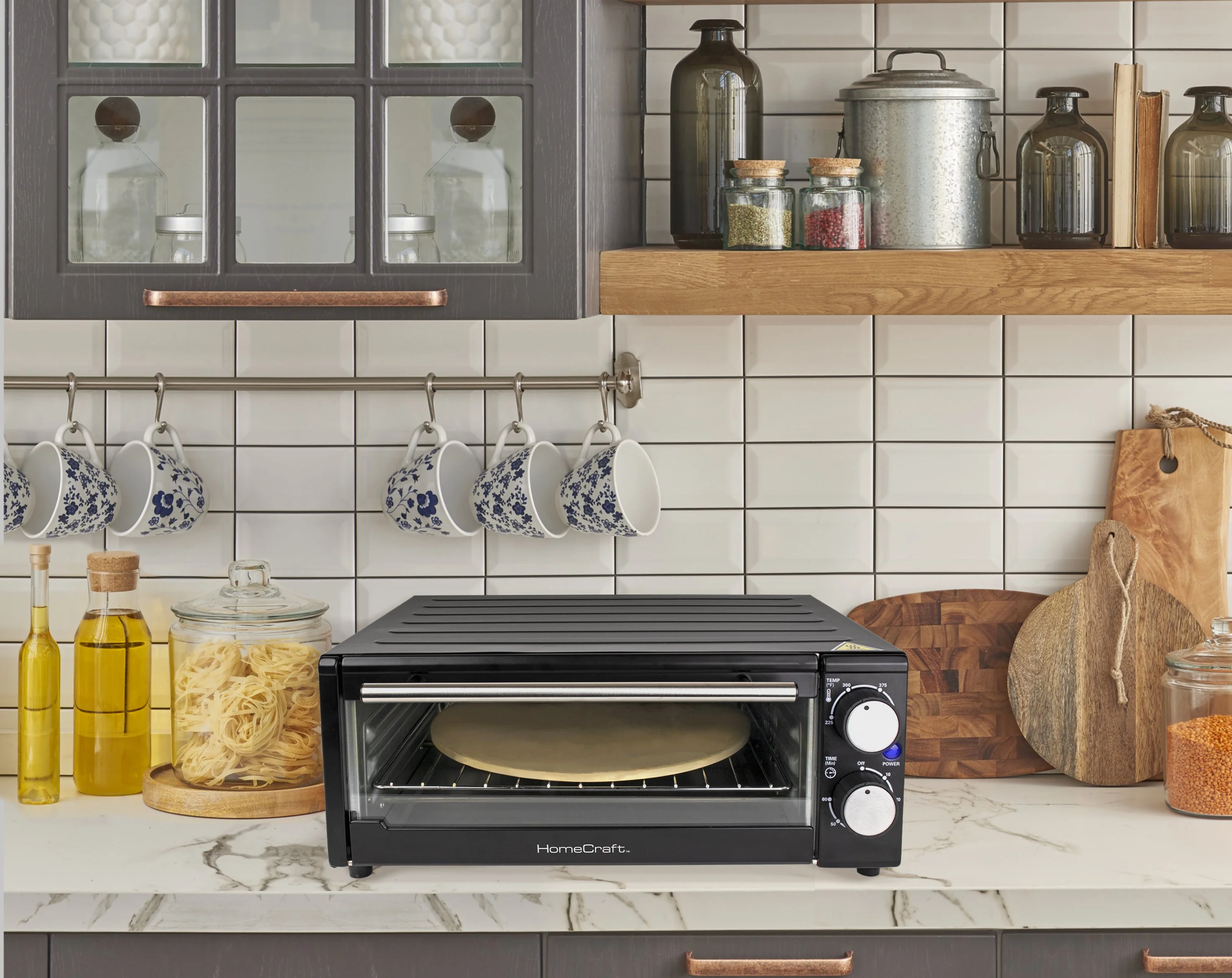 HomeCraft Convection Pizza Oven with Glass Door and Stone - Inhomebuy