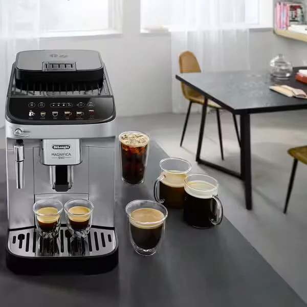 DeLonghi Magnifica Evo Fully Automatic Espresso Maker: with 6 one-touch recipes, silver & black | ECAM29043SB - Inhomebuy