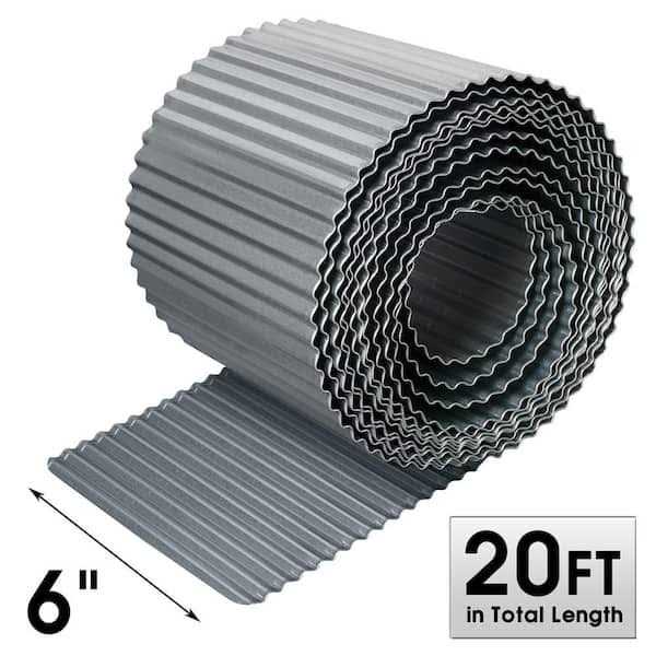 Worth Garden 20 ft. x 6 in. Galvanized Steel Corrugated Landscape Lawn Edging - Inhomebuy