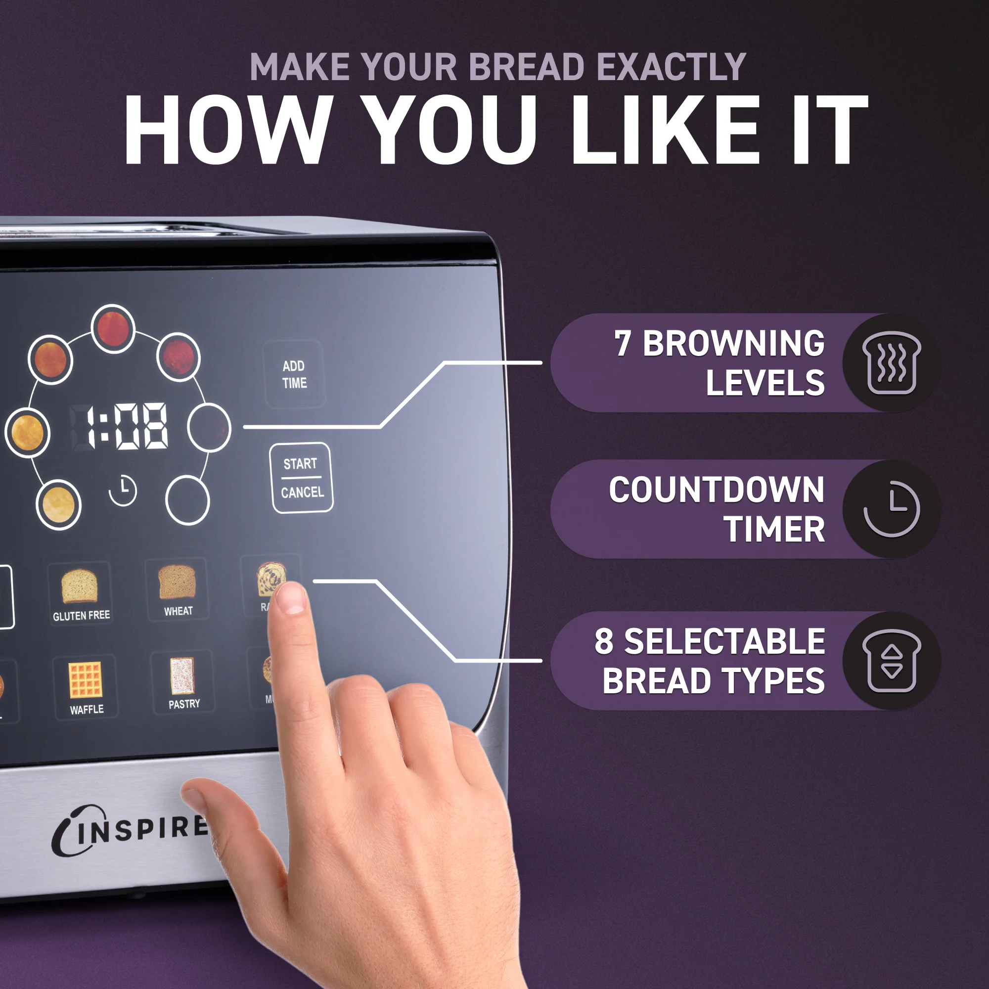 Inspirex Interactive Touchscreen Automatic Toaster - Inhomebuy