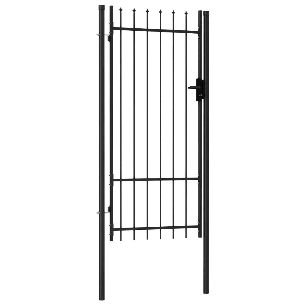 vidaXL Fence Gate Single Door with Spike Top Steel Black - Inhomebuy