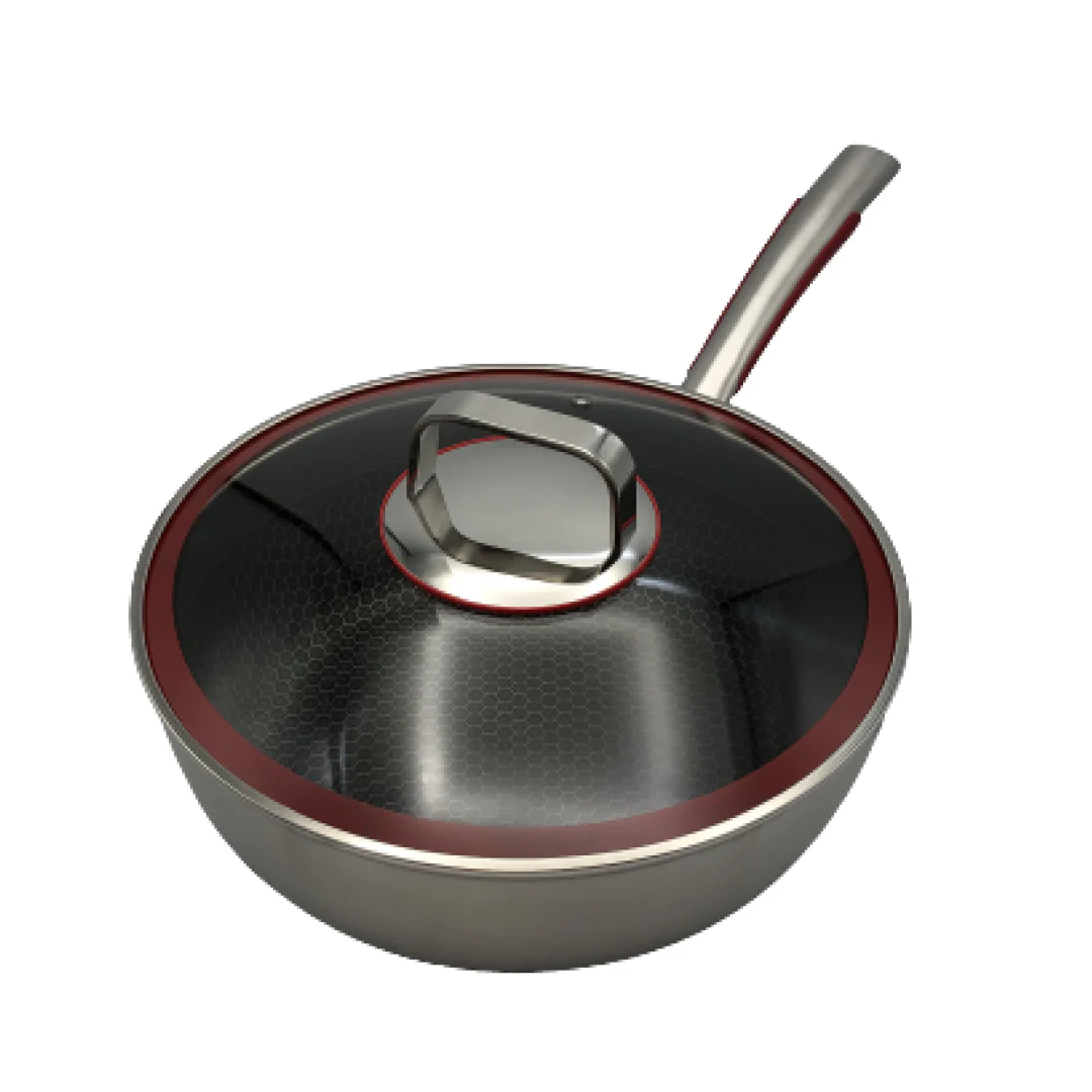 Healthy Bear SUS Hybrid Wok: 30cm with glass lid | BC-HW30G - Inhomebuy