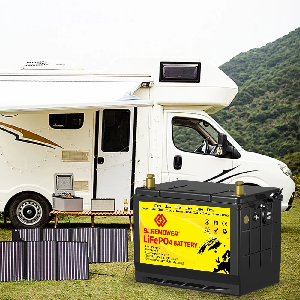 LiFePO4 12V 80AH Lithium Iron Battery Built-in 100A BMS for RV, Kids Ride on Car,Golf Cart - Inhomebuy