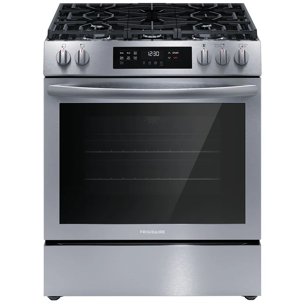 FRIGIDAIRE 30 IN. 5.1 CU FT. STAINLESS STEEL GAS 5-BURNER RANGE WITH CONVECTION BAKE - FCFG3083AS - Inhomebuy