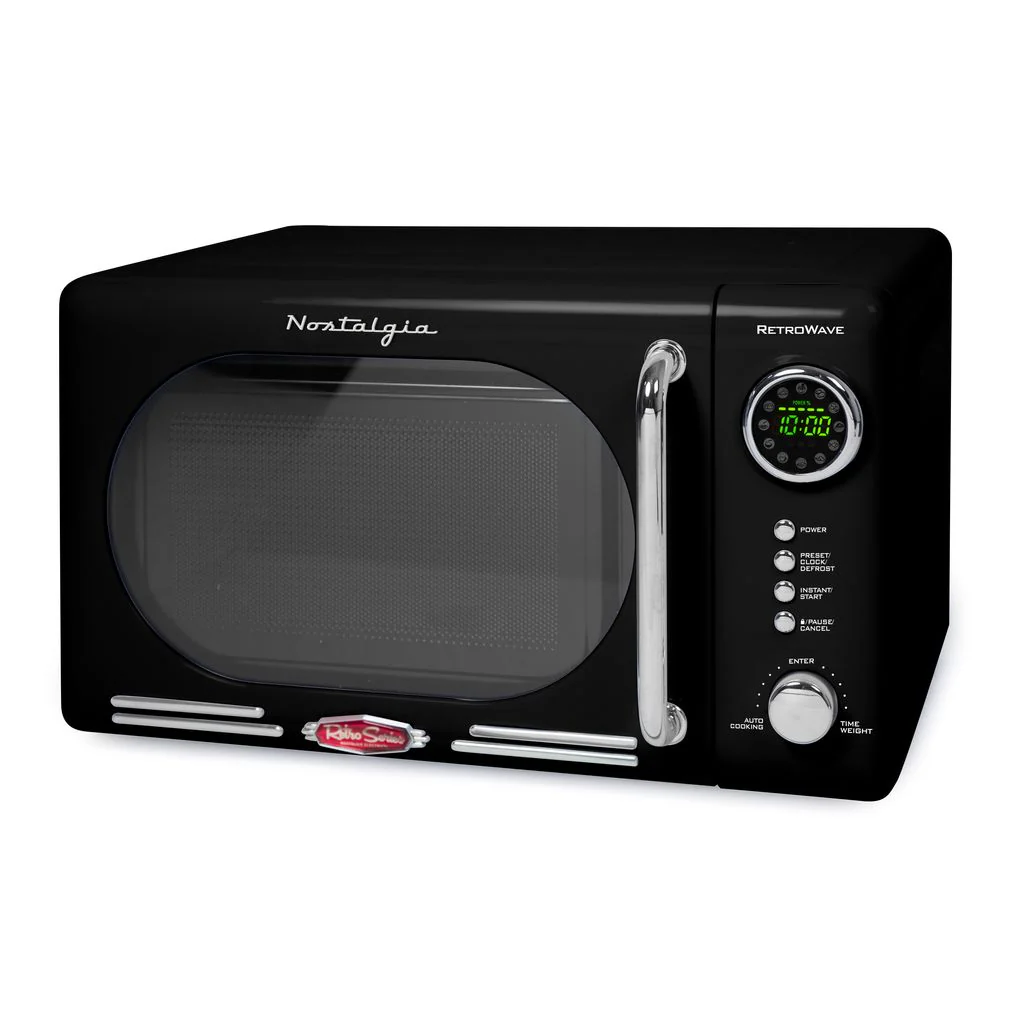 Retro 0.7 Cubic Foot 700-Watt Countertop Microwave Oven - Black - Inhomebuy