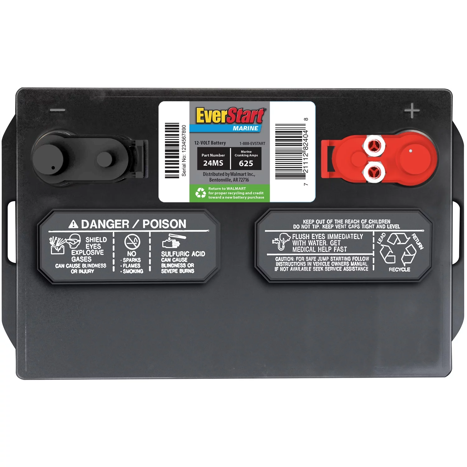 EverStart Lead Acid Marine Starting Battery, Group Size 24MS 12 Volt, 1000 MCA - Inhomebuy
