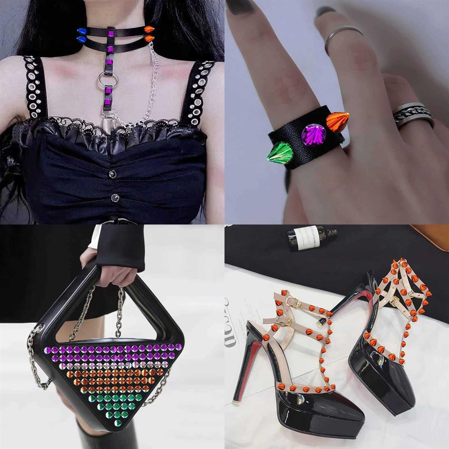 Yhsheen 1 Yard Sew Stitch On Spike Stud Rivet Flat-Back Punk Rock Trim Ribbon mesh Bead Craft - Inhomebuy