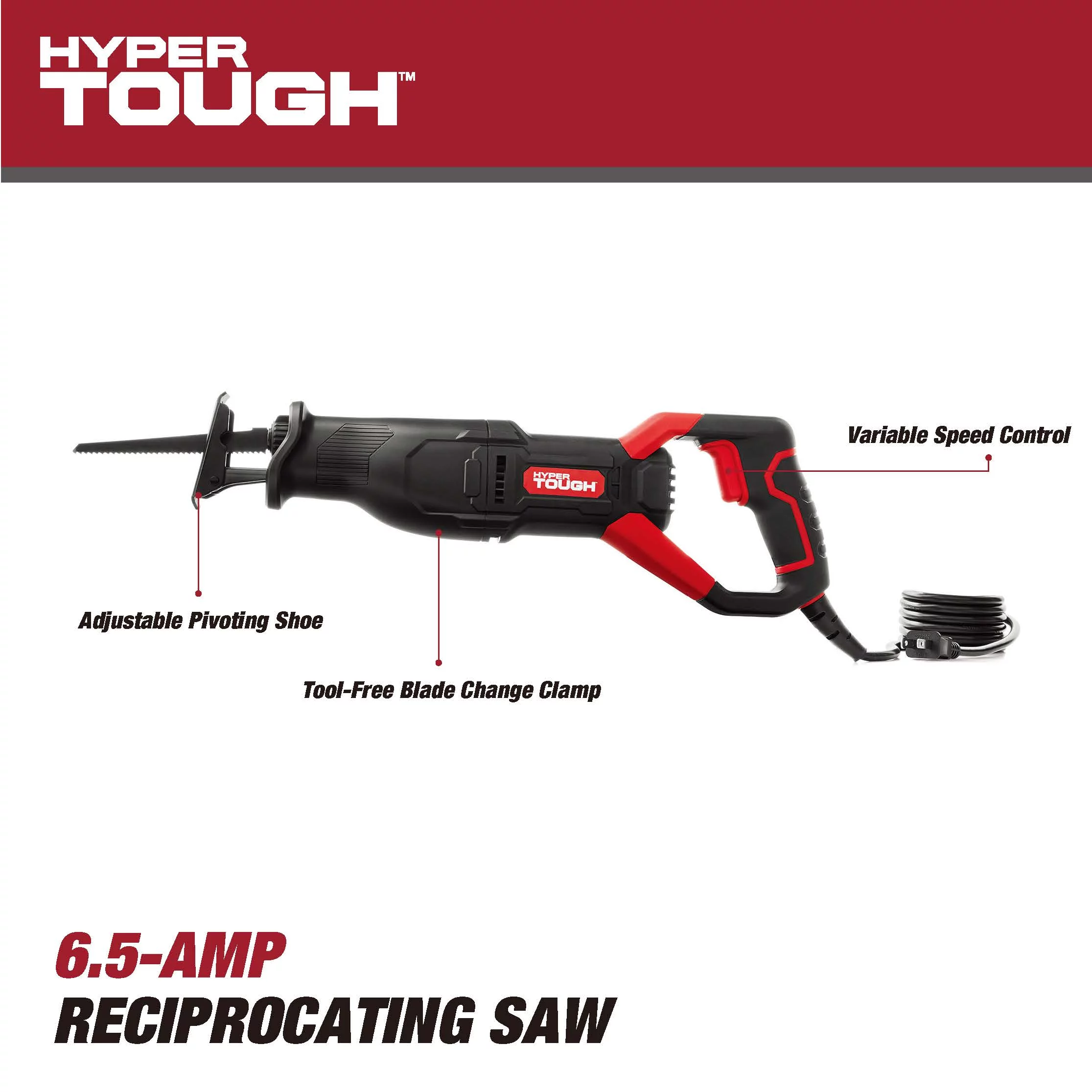 Hyper Tough 6.5Amp Corded Reciprocating Saw, 3329 - Inhomebuy