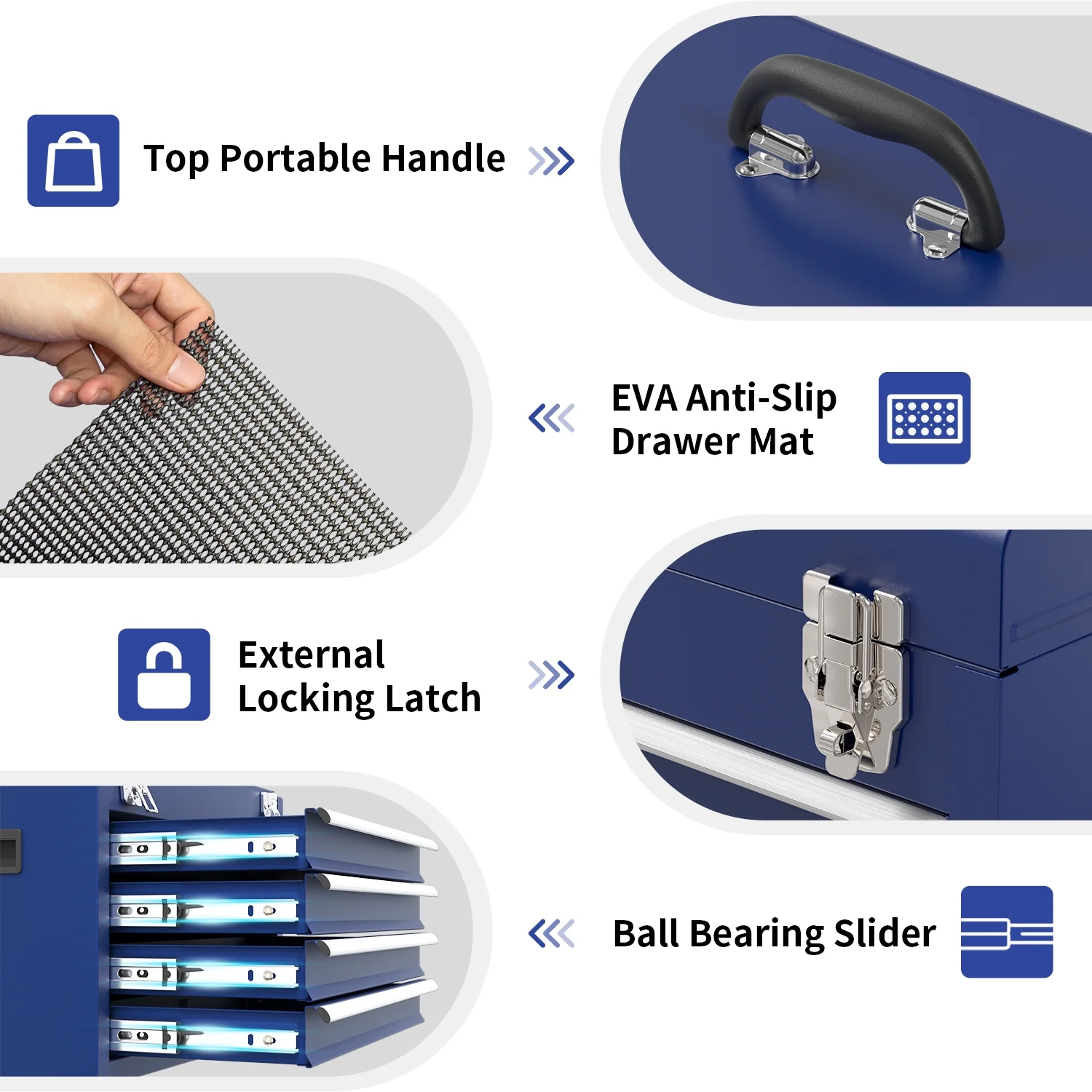 5 Drawer Mechanic Tool Chest with Wheels Heavy Duty Rolling Tool Box Cabinet Keyed Locking System Toolbox Organizer for Workshop Darkblue - Inhomebuy