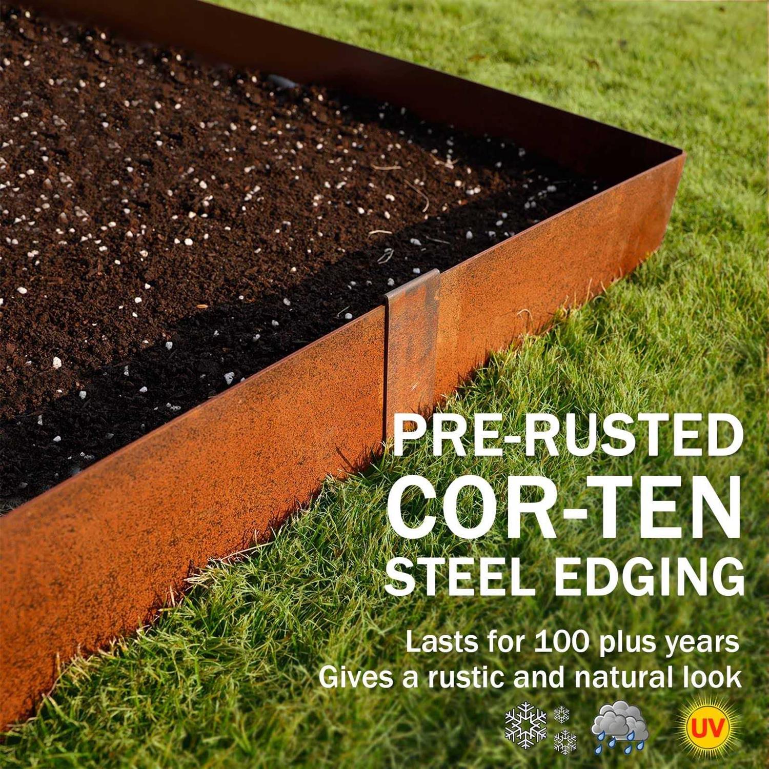 Worth Garden 20 ft. x 6 in. Galvanized Steel Corrugated Landscape Lawn Edging - Inhomebuy