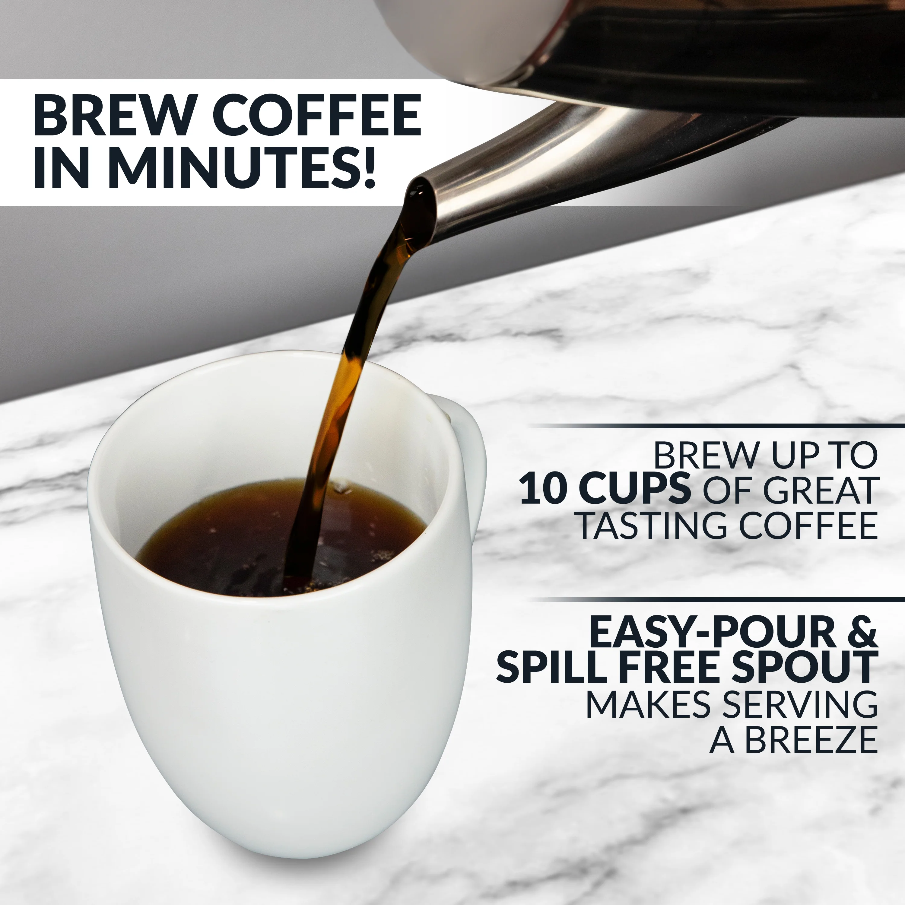 HomeCraft 10-Cup Stainless Steel Coffee Percolator - Inhomebuy