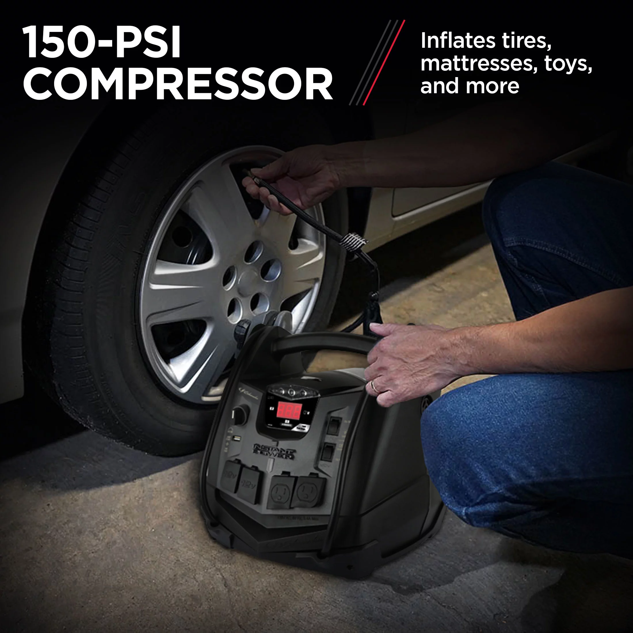 Schumacher SJ1427 6-in-1 Portable Power Station, 1500A Jump Starter, 150-PSI Compressor – New in Box - Inhomebuy