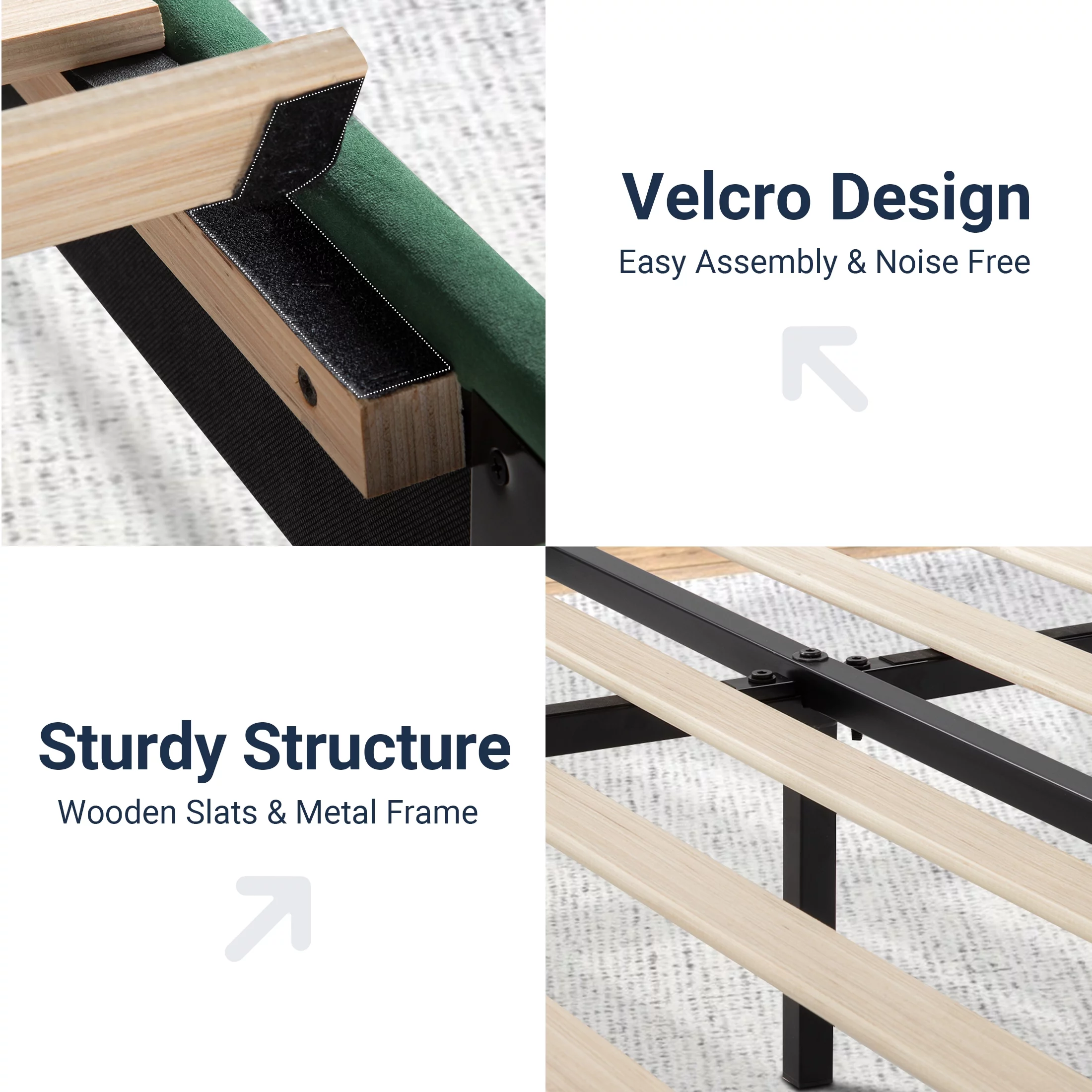 Allewie Queen Velvet Upholstered Bed Frame with Vertical Channel Tufted Headboard, Light Pink - Inhomebuy