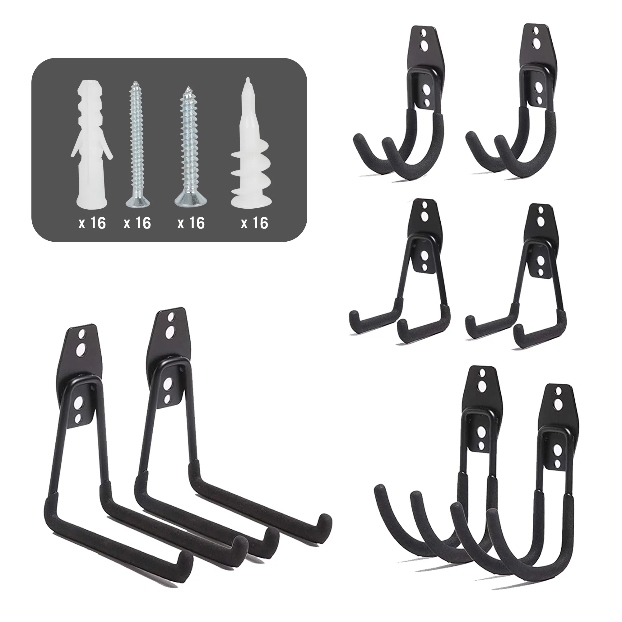 Hyper Tough 8-Pack Wall-Mount Storage Hooks, Non-Marring Vinyl Coating, Model 8760 - Inhomebuy