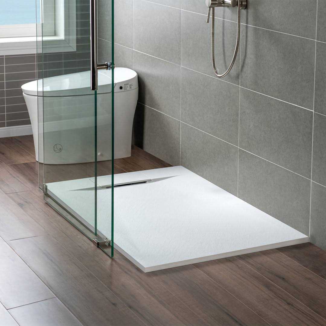 WoodBridge 60 in. L x 36 in. W Alcove Zero Threshold Shower Pan Base with Center Drain SCS-BL-6036 - Inhomebuy