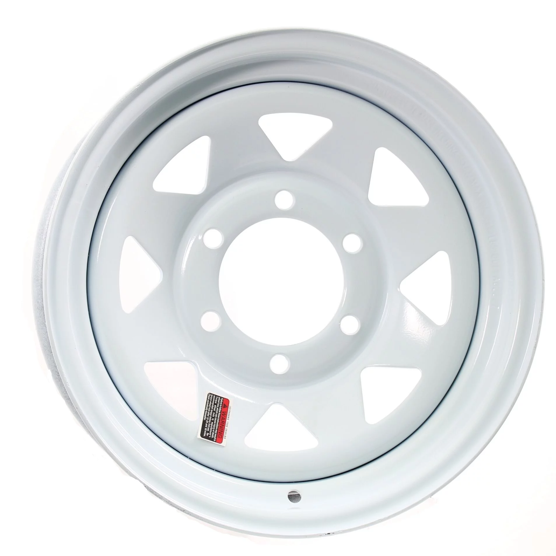 Trailer Wheel Rim 15x6 15 in. 6 Bolt Hole 5.5 in. OC White Steel Spoke - Inhomebuy
