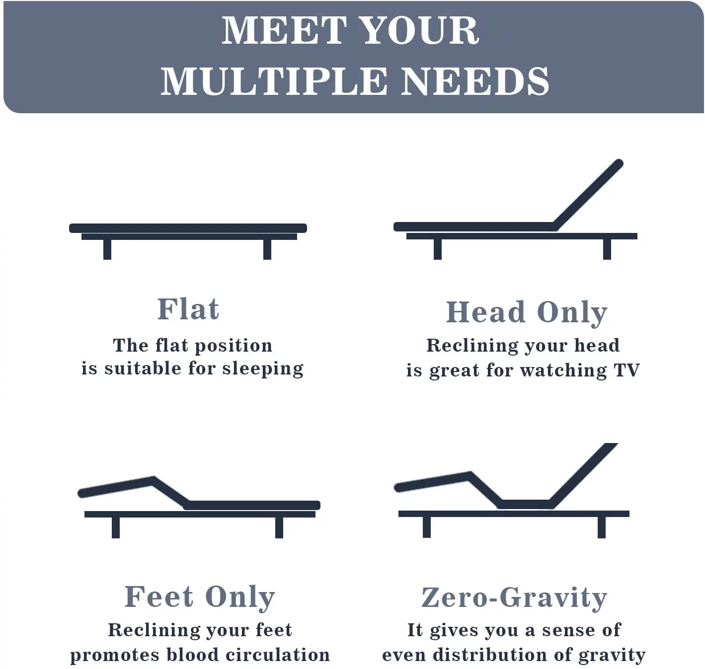 Allewie Queen Size Adjustable Bed Base Frame with New Generation Motor, Wireless Remote, Upholstered - Inhomebuy