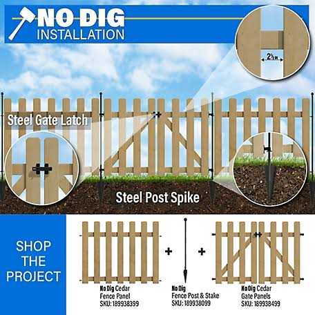 Yardlink 34in H x 43.25in W No Dig Cedar Wood Fence Gate, 820439S - Inhomebuy