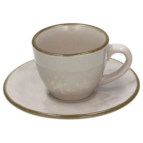 Set 6 Coffee Cup&Saucer Sand Ceramic Beige - Inhomebuy