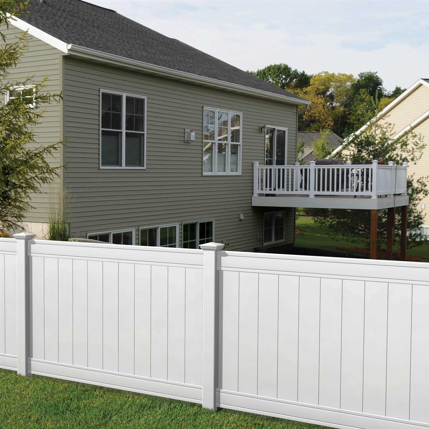 Woodbridge 5 in. x 5 in. x Routed White Vinyl Fence Corner Post Outdoor Essentials - Inhomebuy
