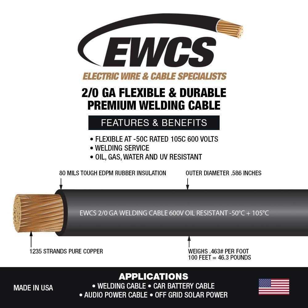 EWCS Gauge Premium Extra Flexible Welding Cable 600 Volt - Inhomebuy