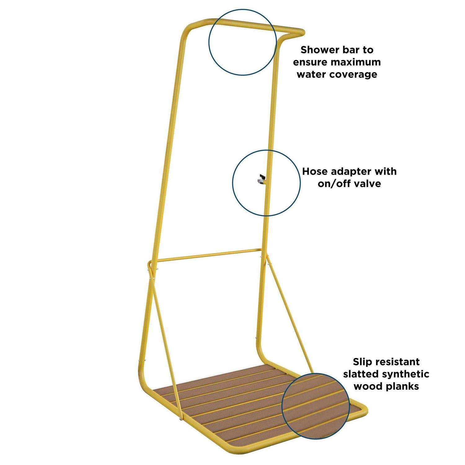 Novogratz Rainey Outdoor Shower with XL Base and Waterfall Bar - Inhomebuy