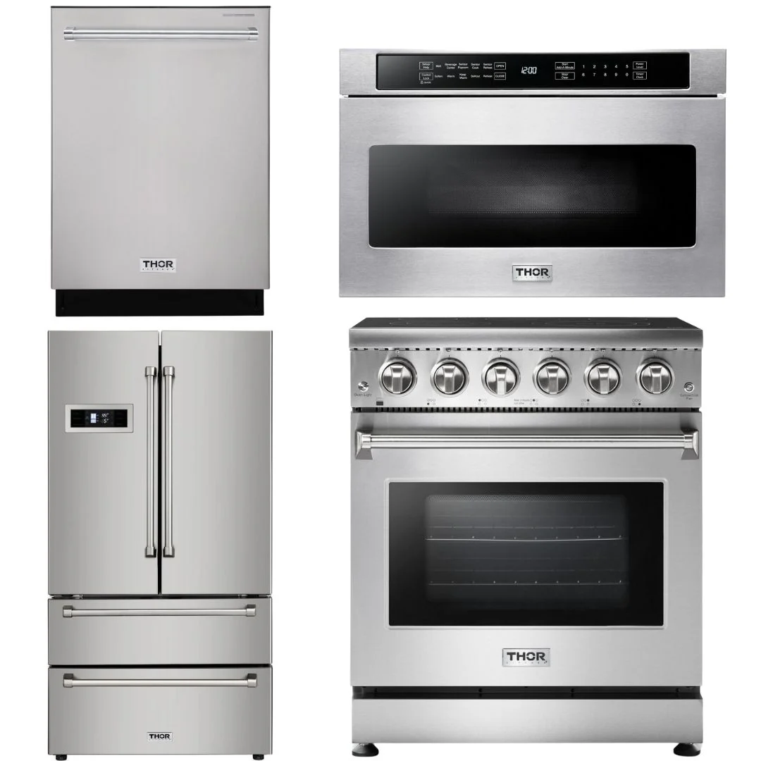 Thor Kitchen Package - 30 inch Electric Range, Microwave, Refrigerator, Dishwasher, AP-HRE3001-6 - Inhomebuy