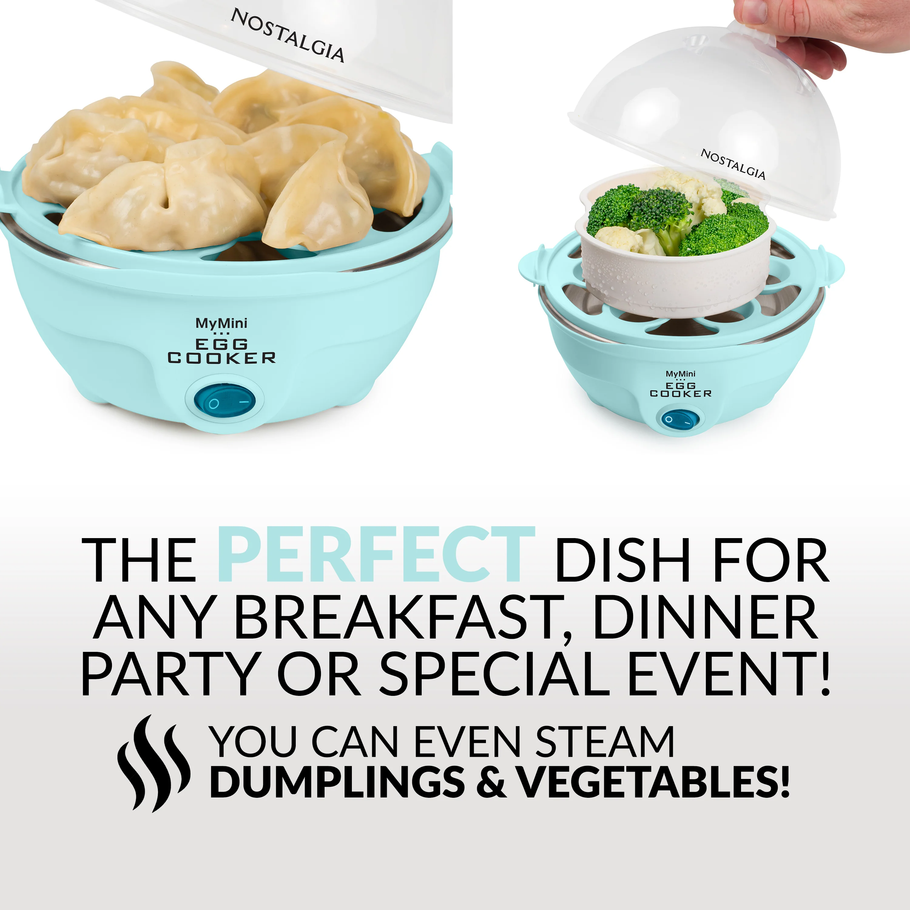 Retro Premium 7-Egg Capacity Electric Egg Cooker, Aqua - Inhomebuy