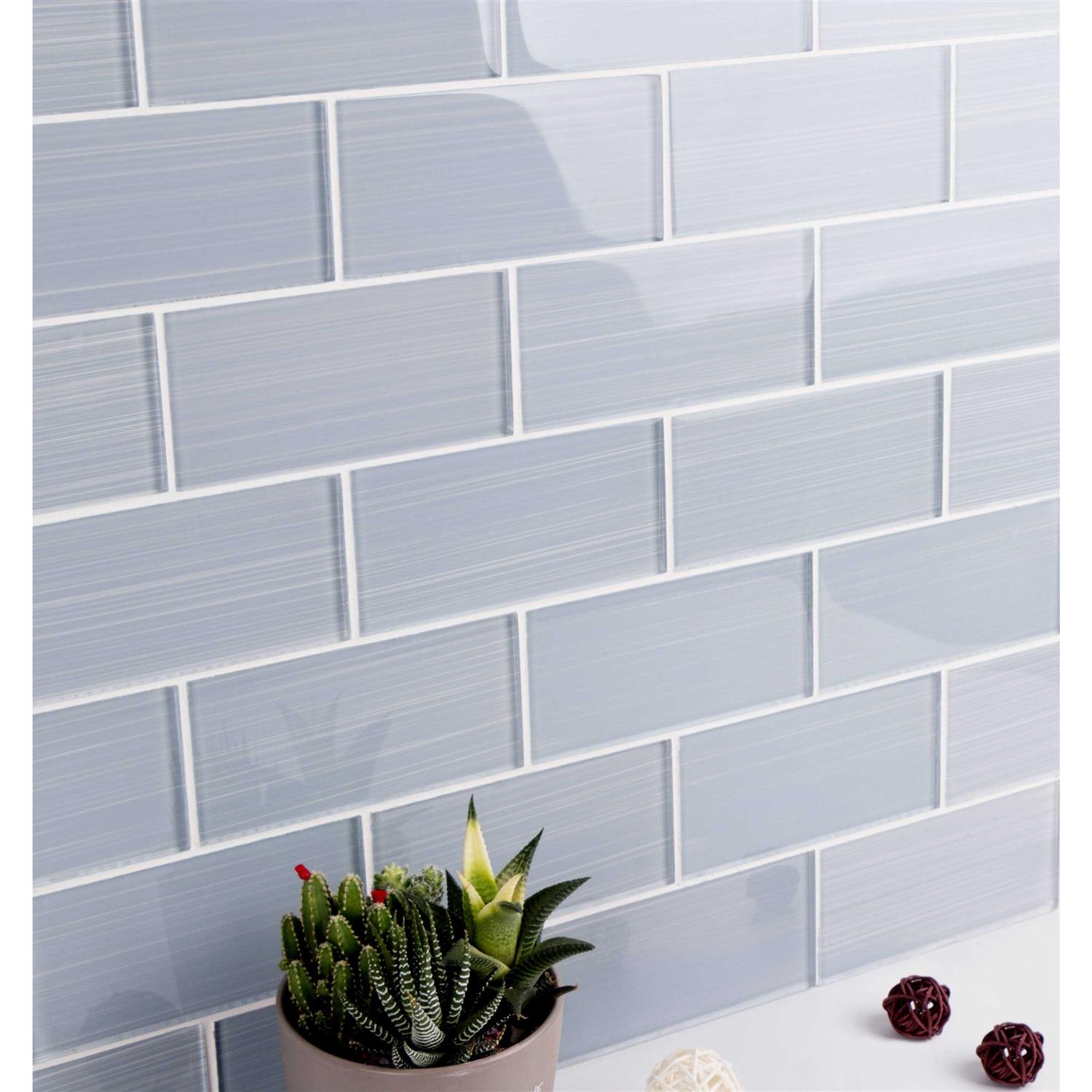 WS Tiles Hand Painted 3 in. x 6 in. Glass Subway 12 in. x 12 in. Mesh-Backed Wall Tile WST - Inhomebuy