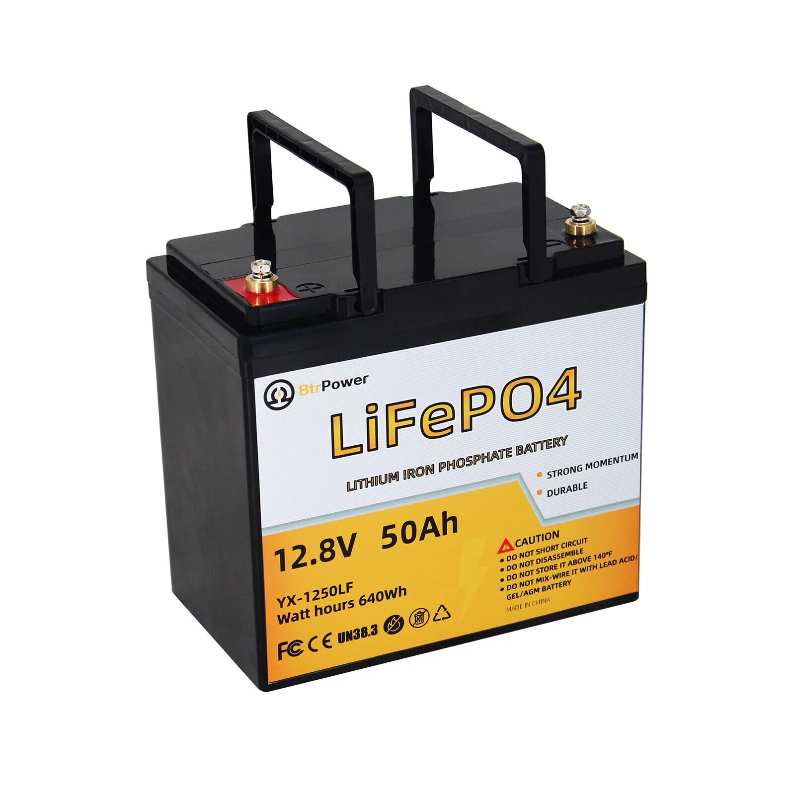 BtrPower 12V 50Ah LiFePO4 Lithium Iron Phosphate Battery Pack for RV Marine Solar System - Inhomebuy