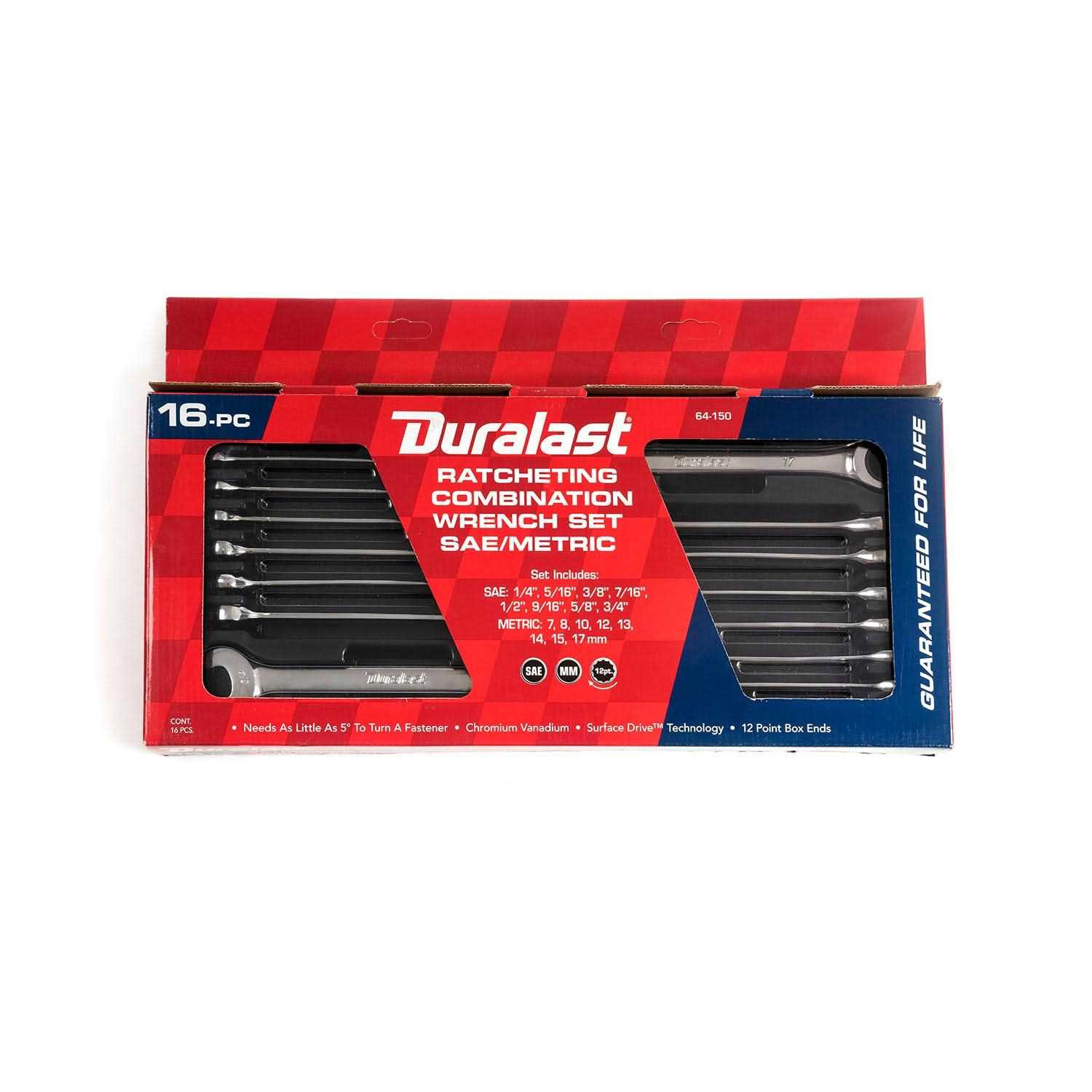 Duralast Multiple Drive Ratchet/Socket SAE/Metric Tool Set 90 Piece - Inhomebuy